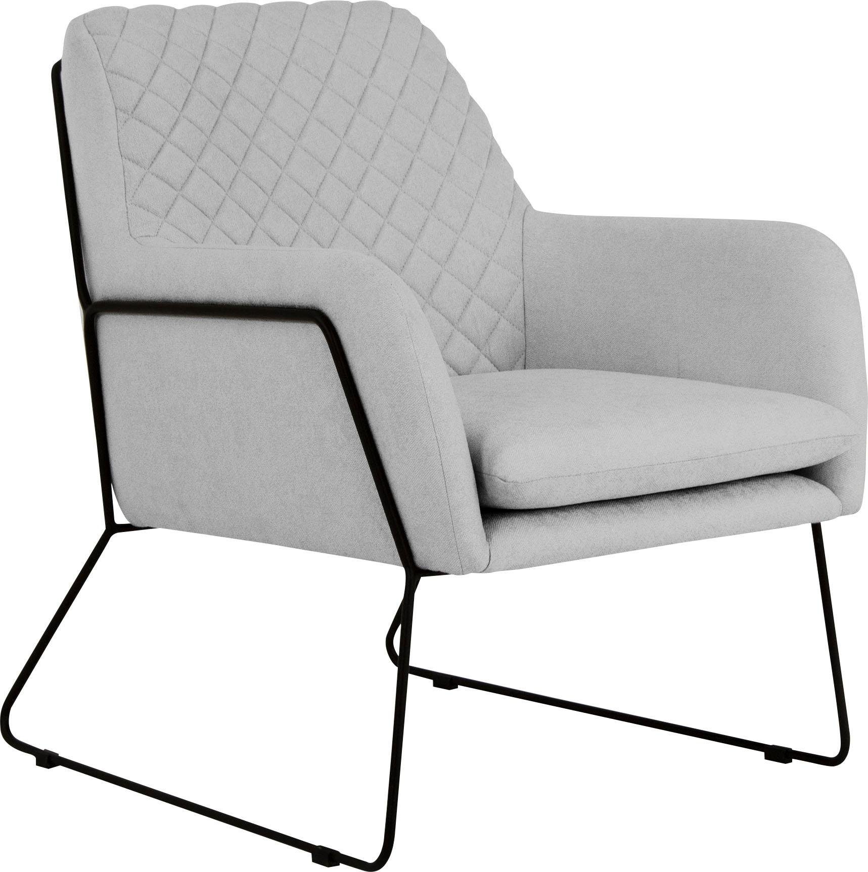 Leonique Fauteuil Olo cocktailsessel met ruit-stempeldruk in de rugleuning en beugelonderstel van metaal