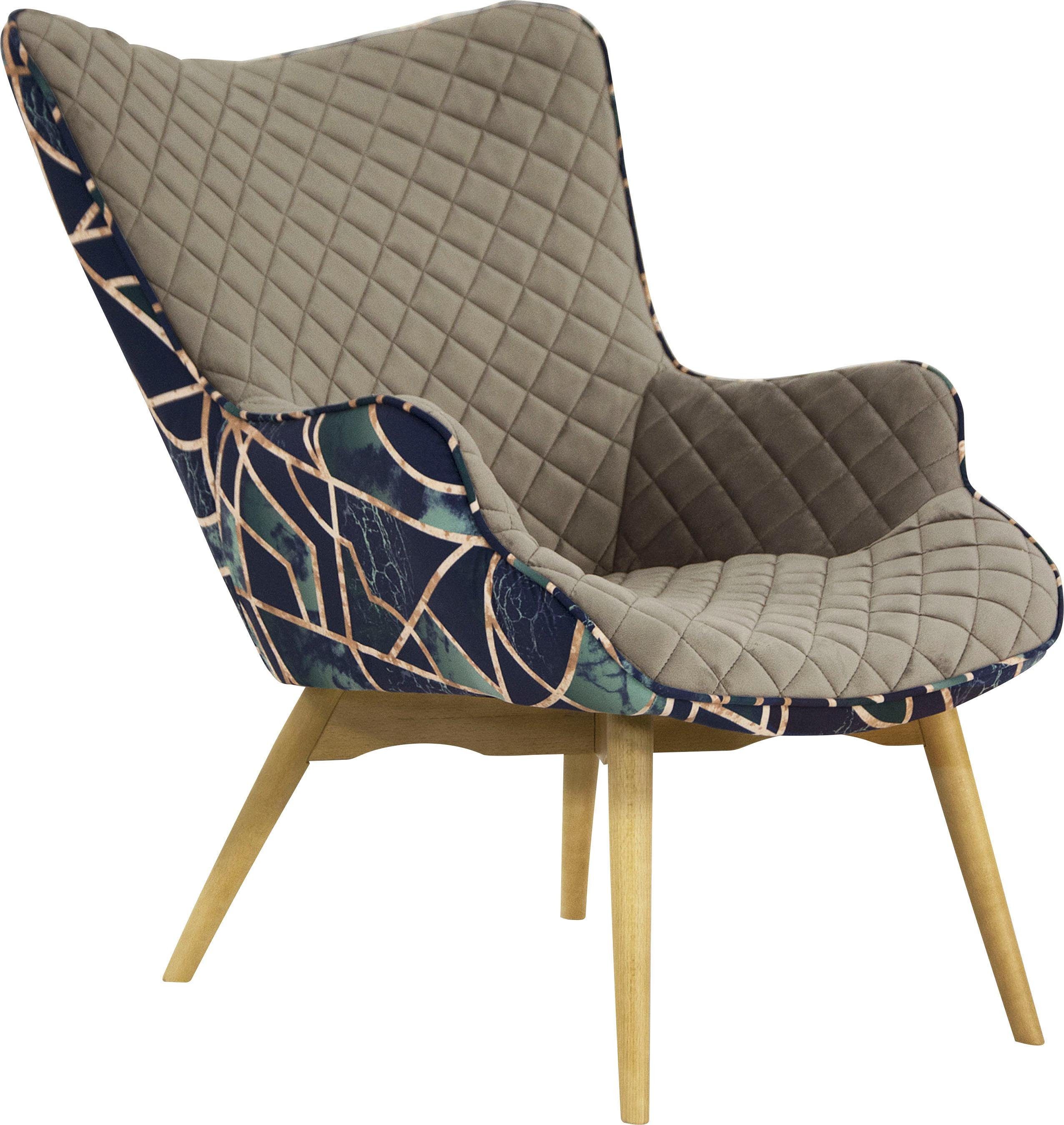 INOSIGN Fauteuil Duke print Ruitstructuurmotief op de zitting en deco-stof aan de achterkant