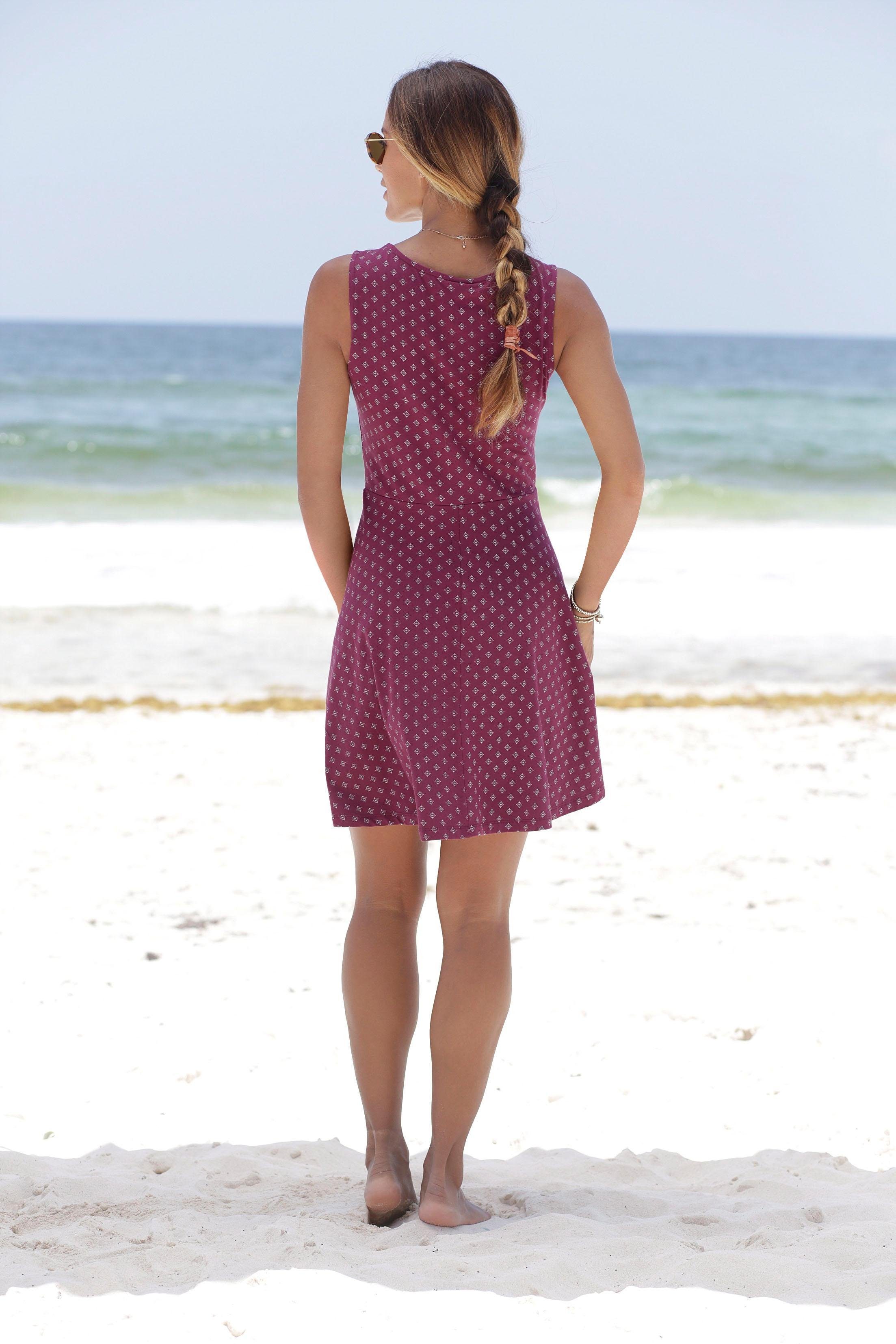 Beachtime Strandjurk met alloverprint, zomerjurk van elastisch katoen