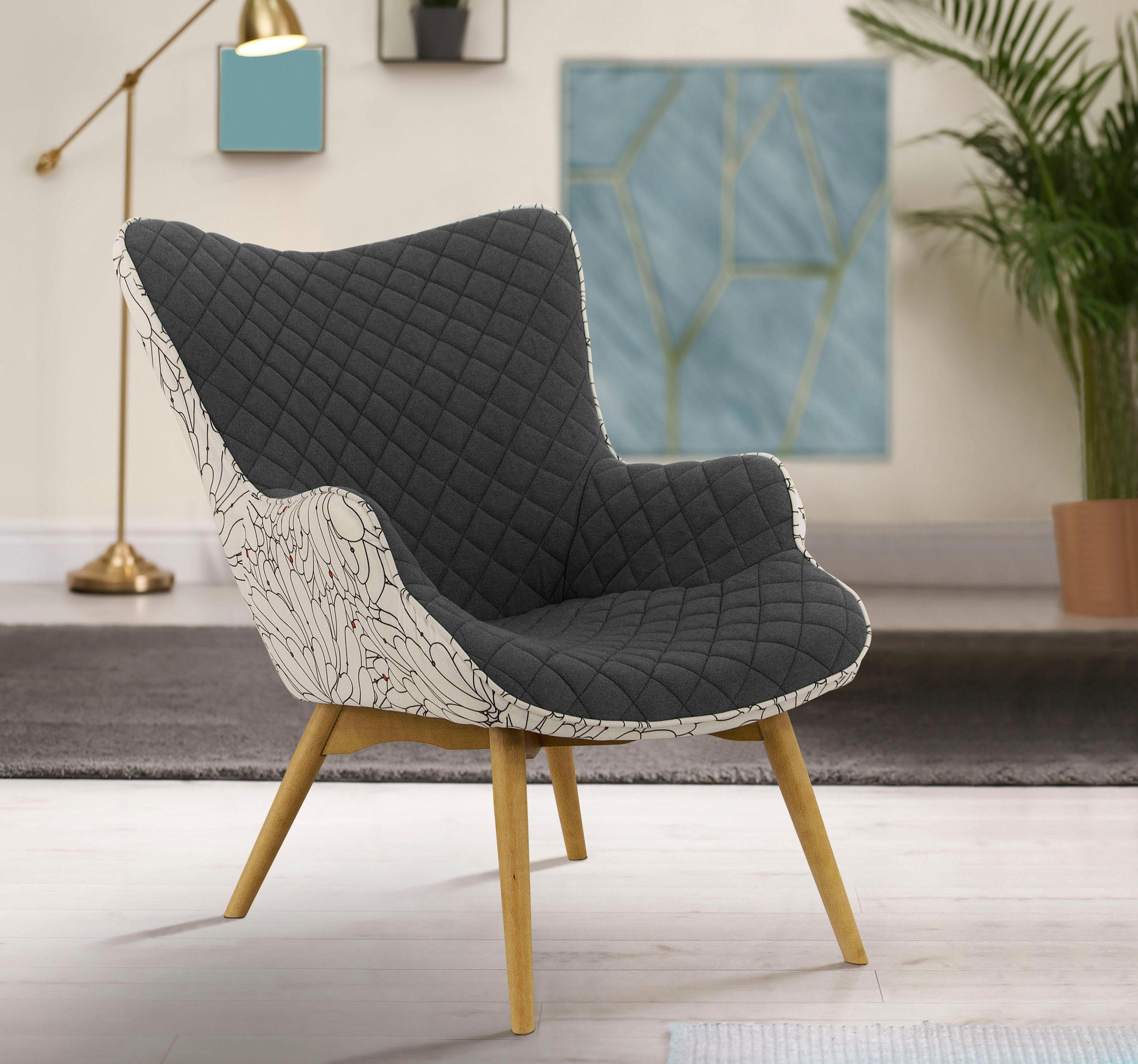 INOSIGN Fauteuil Duke print Ruitstructuurmotief op de zitting en deco-stof aan de achterkant fauteuils grijs