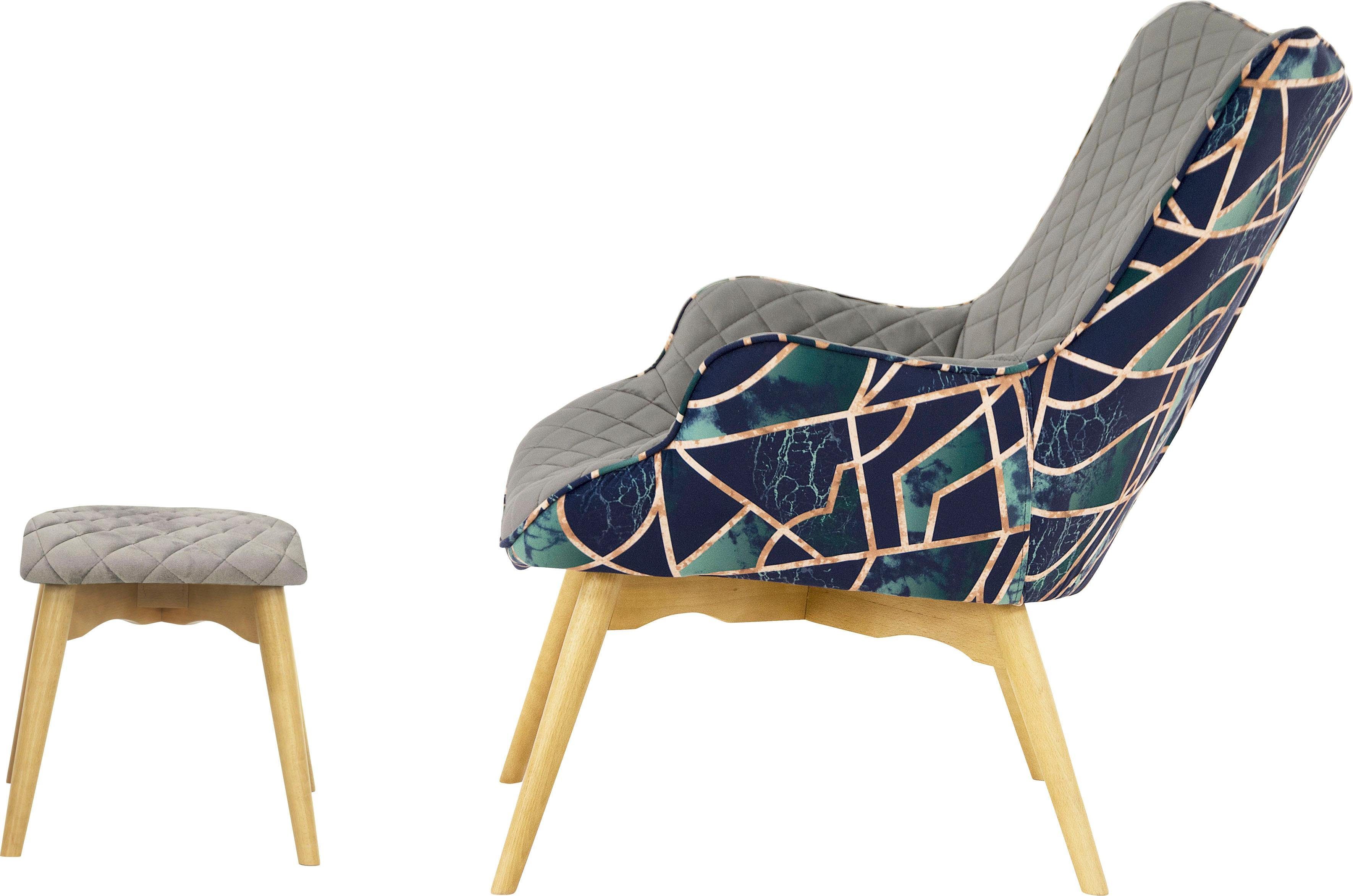 INOSIGN Fauteuil Duke print Ruitstructuurmotief op de zitting en deco-stof aan de achterkant
