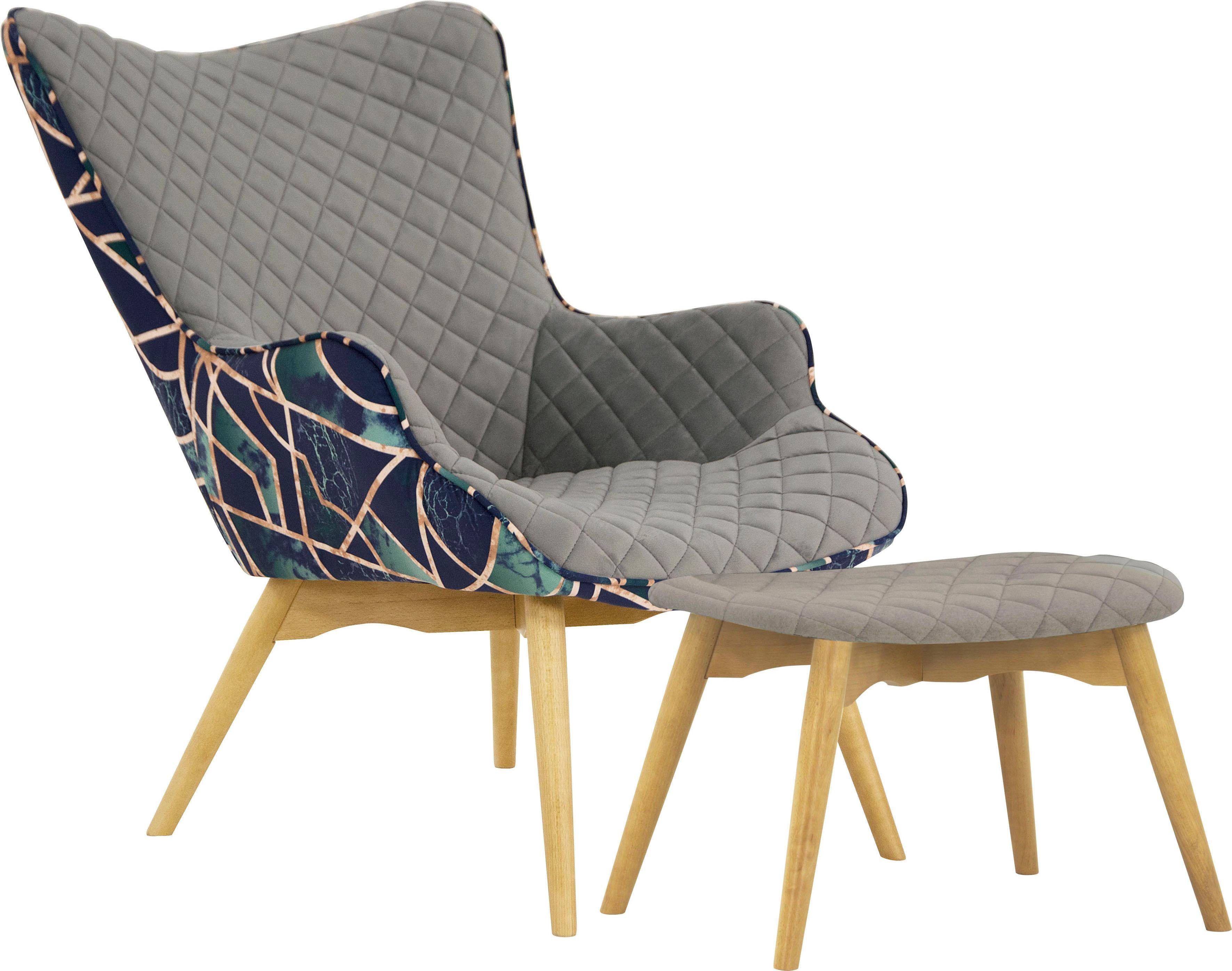 INOSIGN Fauteuil Duke print Ruitstructuurmotief op de zitting en deco-stof aan de achterkant