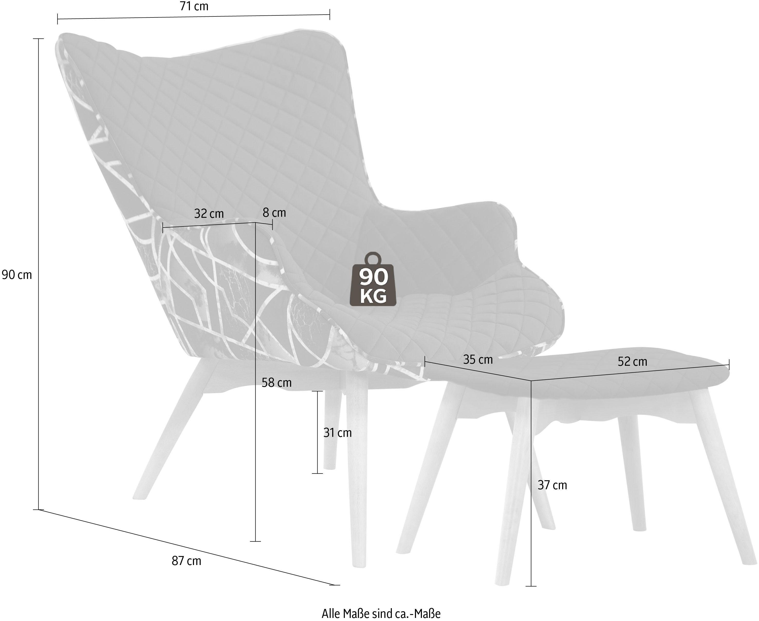 INOSIGN Fauteuil Duke print Ruitstructuurmotief op de zitting en deco-stof aan de achterkant