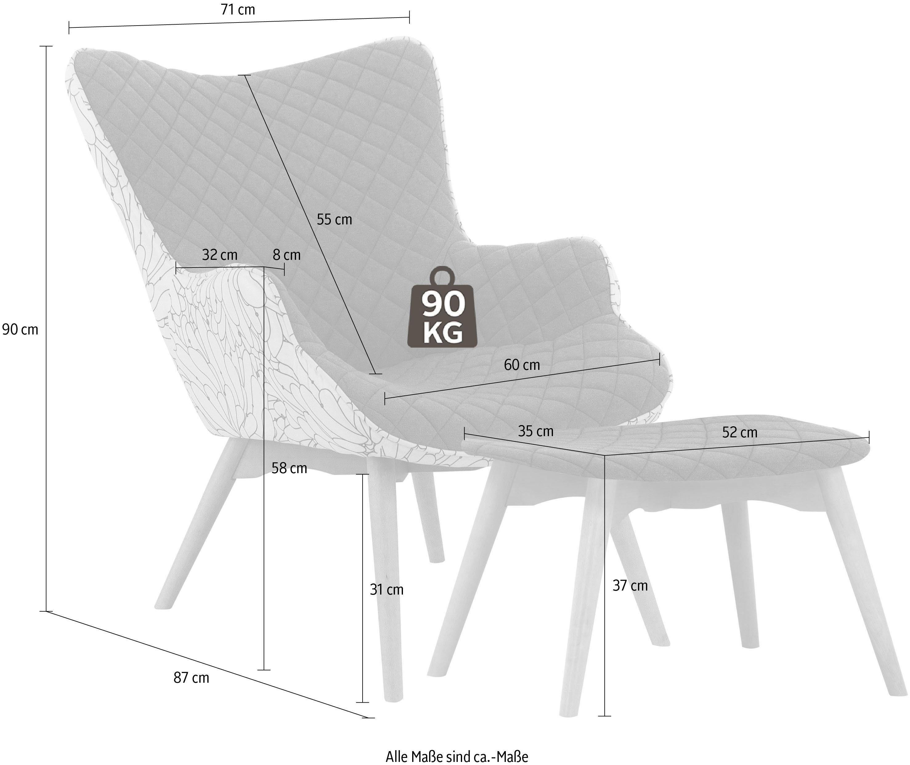 INOSIGN Fauteuil Duke print Ruitstructuurmotief op de zitting en deco-stof aan de achterkant