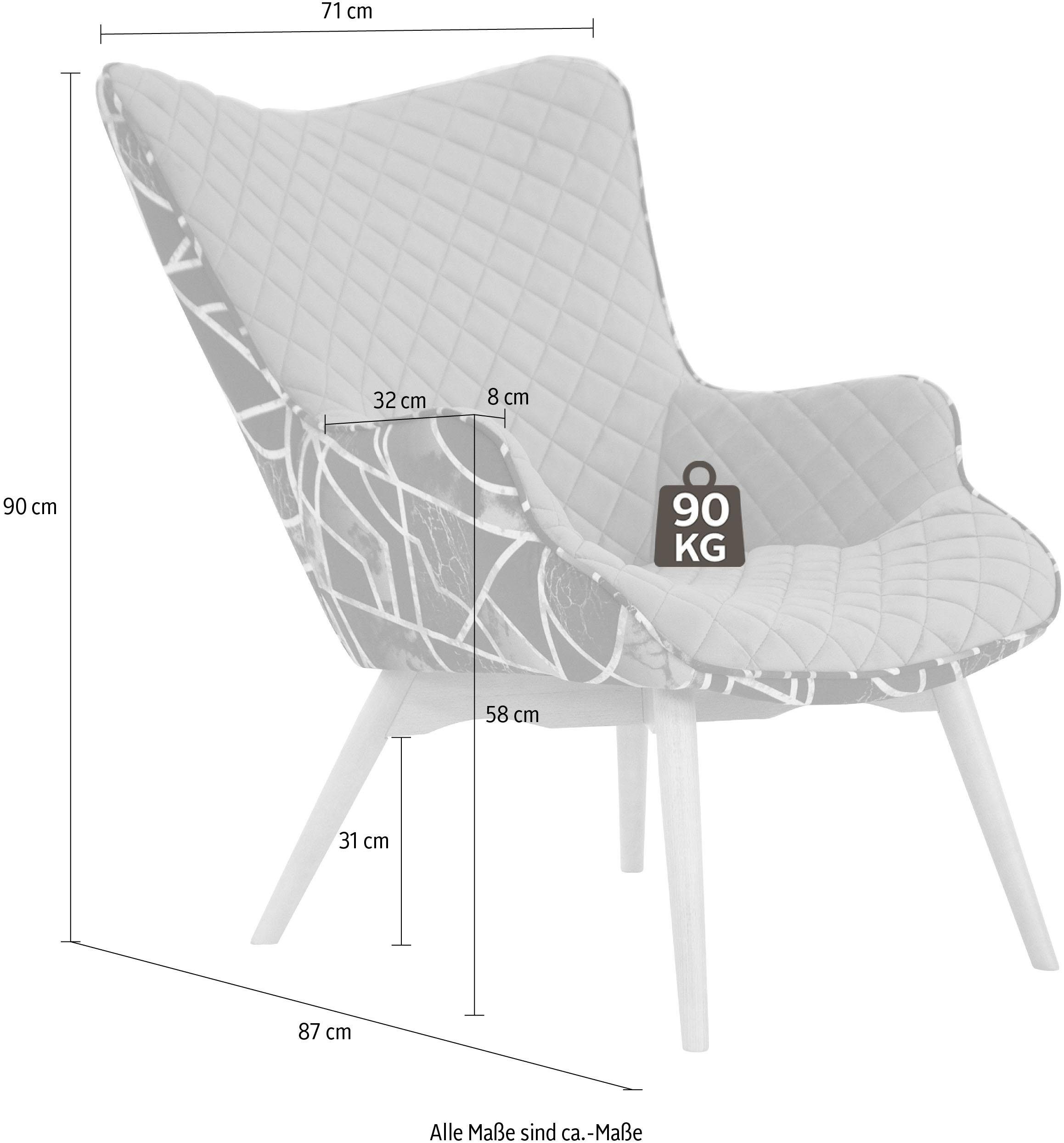 INOSIGN Fauteuil Duke print Ruitstructuurmotief op de zitting en deco-stof aan de achterkant