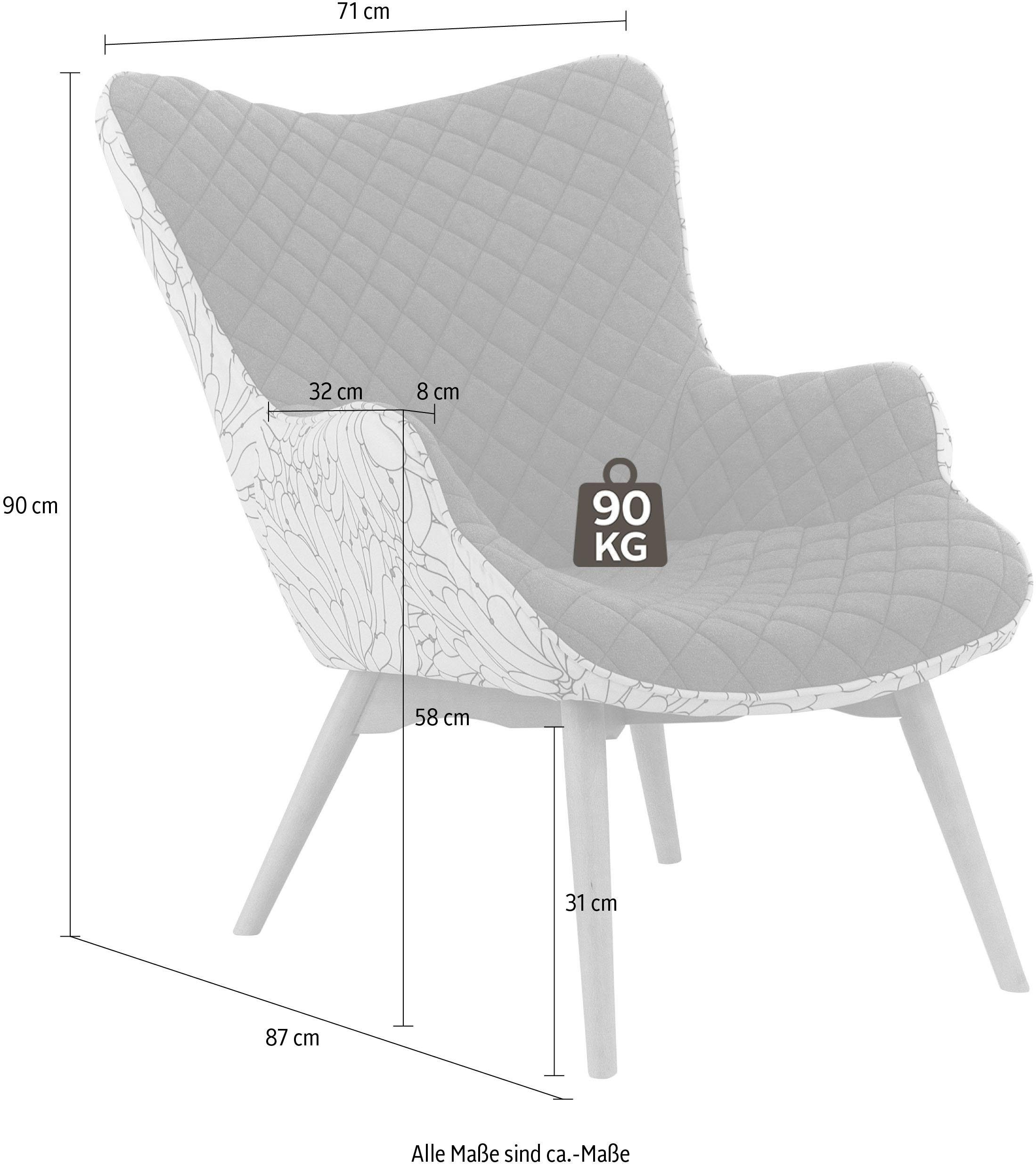 INOSIGN Fauteuil Duke print Ruitstructuurmotief op de zitting en deco-stof aan de achterkant