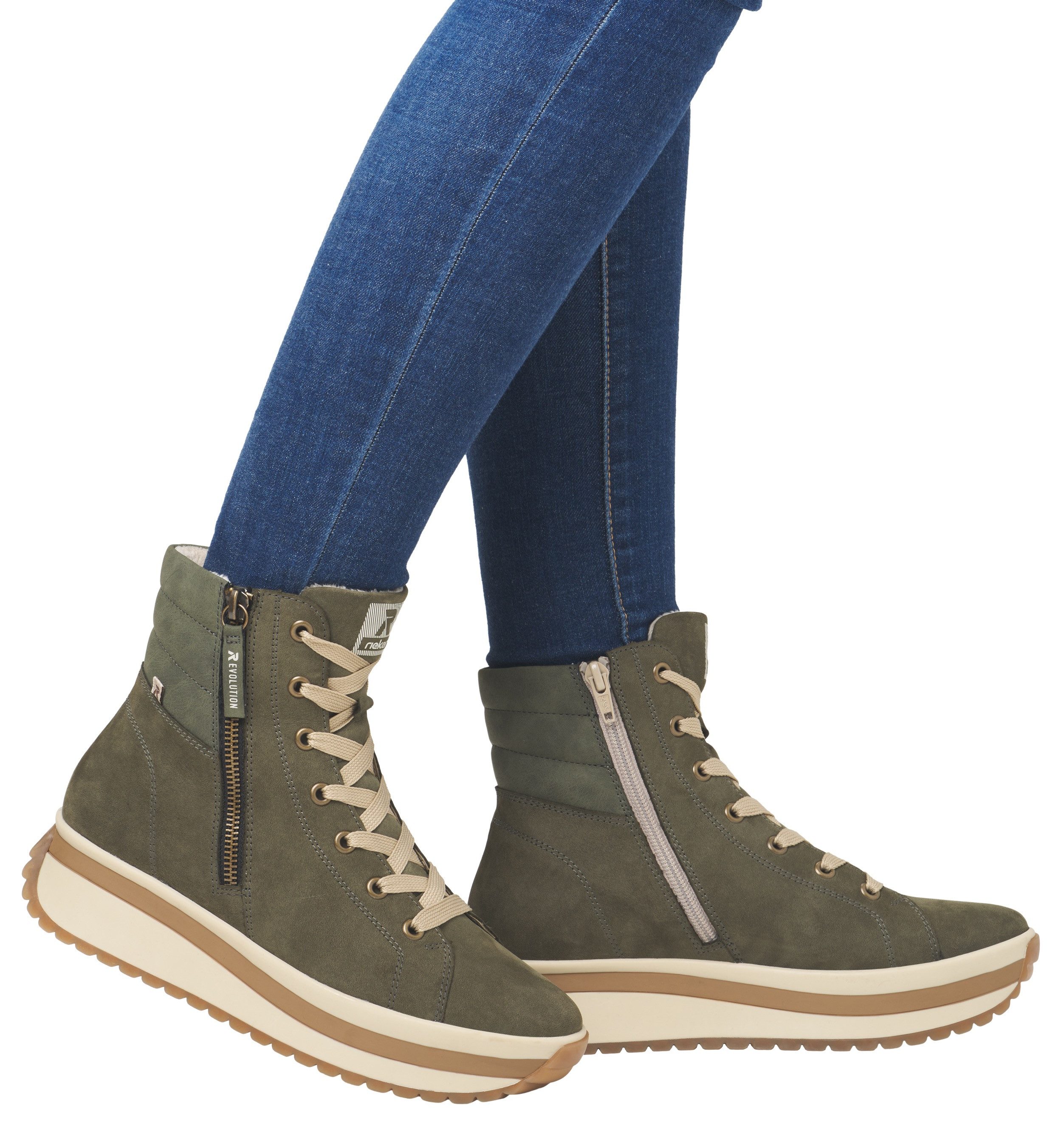 Rieker EVOLUTION Hoge veterschoenen , plateaulaarsjes, high top sneakers with two zippers