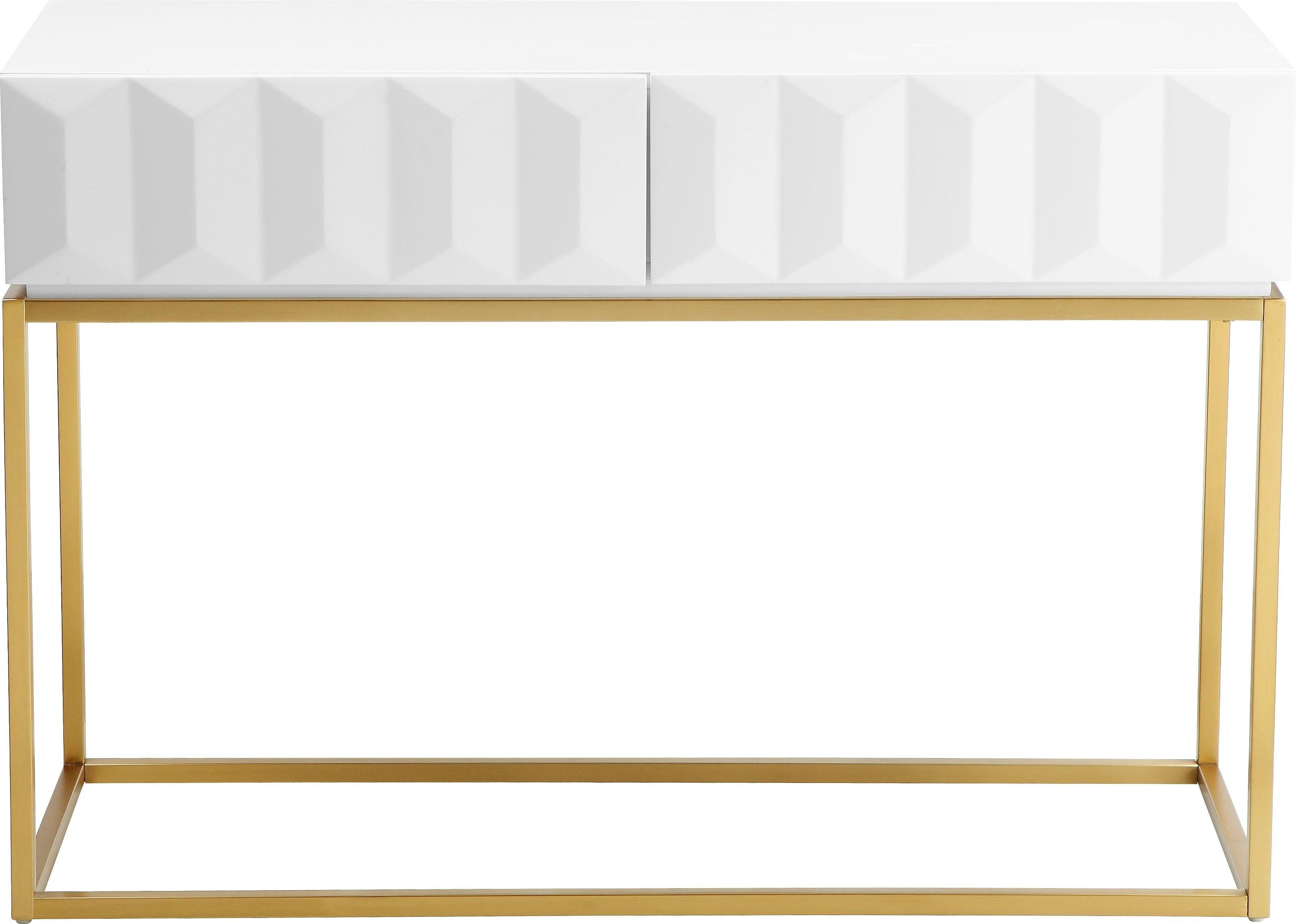 Leonique Sidetable Alais in 3d-look, met twee laden en goudkleurig frame
