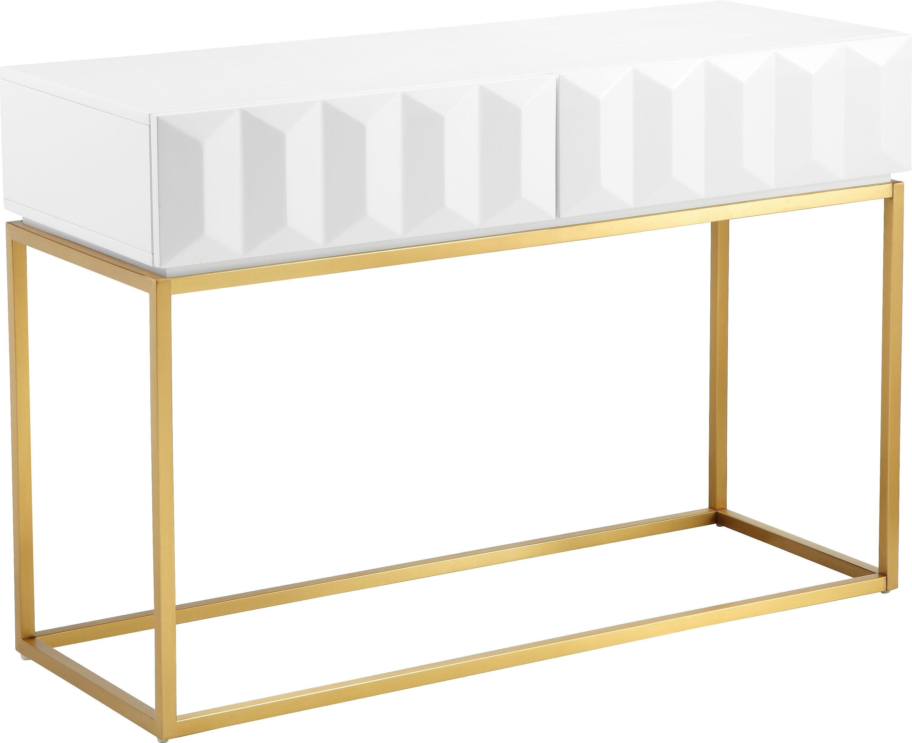 Leonique Sidetable Alais in 3d-look, met twee laden en goudkleurig frame