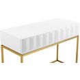 leonique sidetable alais in 3d-look, met twee laden en goudkleurig frame wit