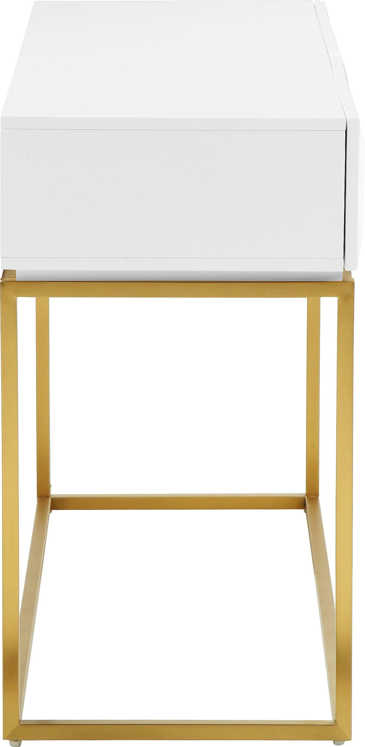 Leonique Sidetable Alais in 3d-look, met twee laden en goudkleurig frame