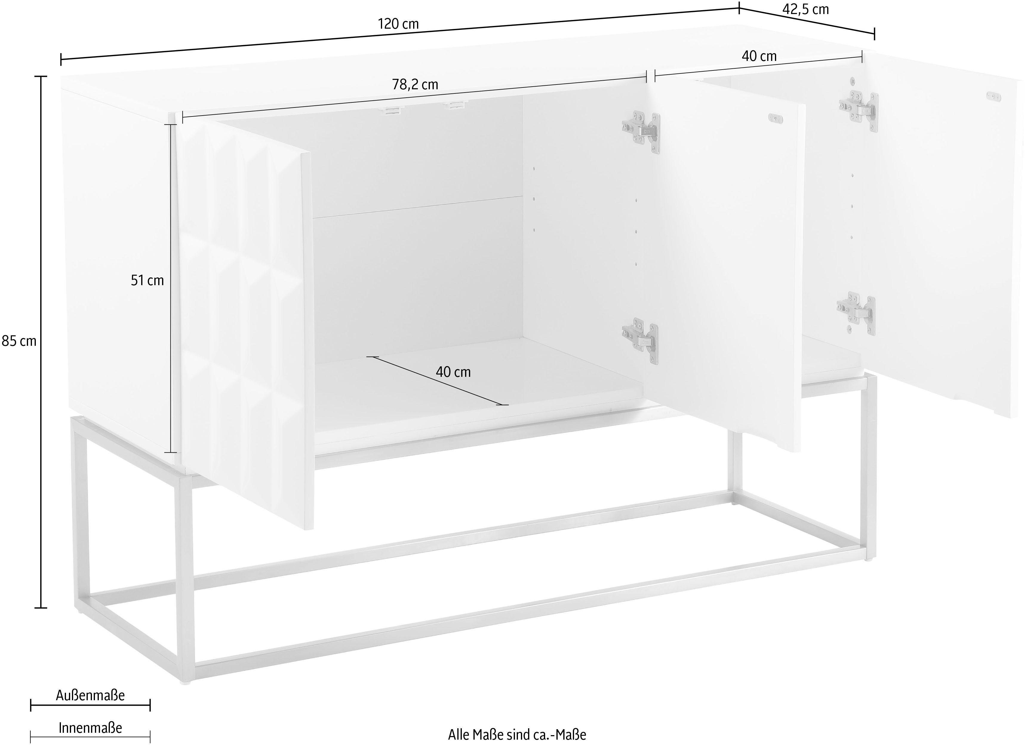 Leonique Dressoir Alais in 3d-look, met veel bergruimte en goudkleurig metalen frame