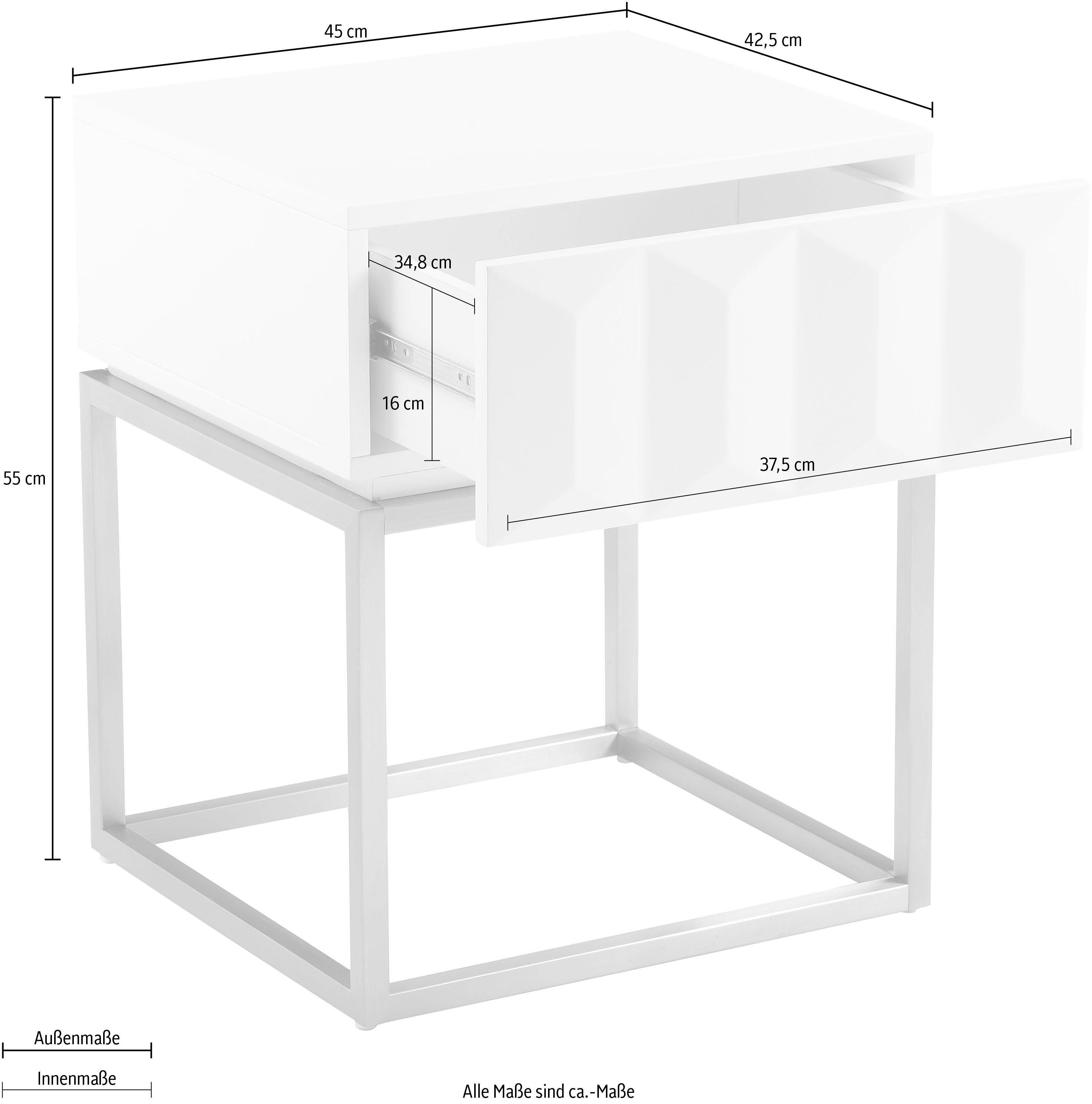 Leonique Bijzettafel Alais, TOPSELLER!, OTTOs keuze in 3d-look, goudkleurig, metalen montuur, ook als nachtkastje te gebruiken