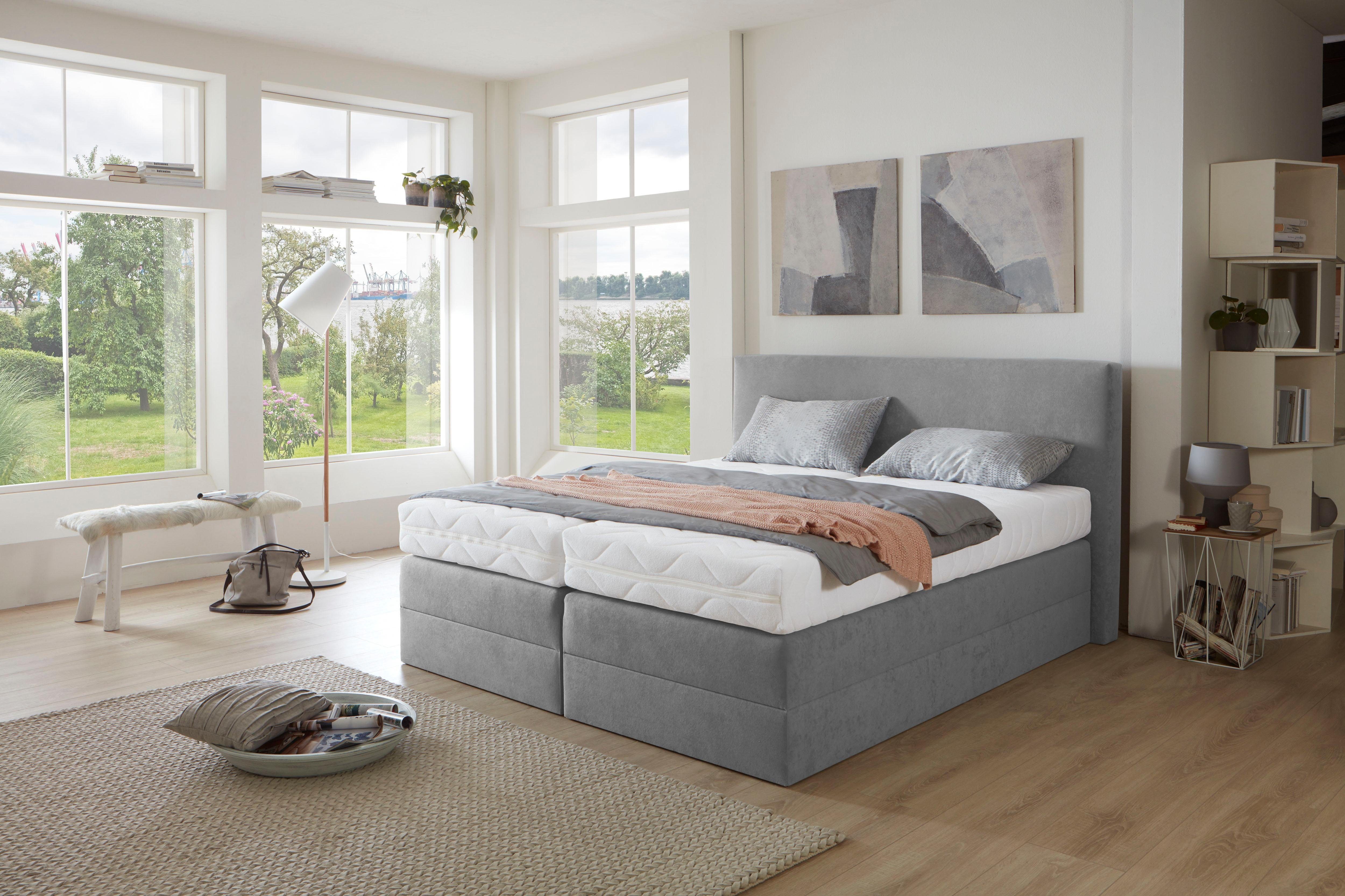 Westfalia Polsterbetten Boxspring naar keuze met topmatras van koudschuim boxsprings grijs