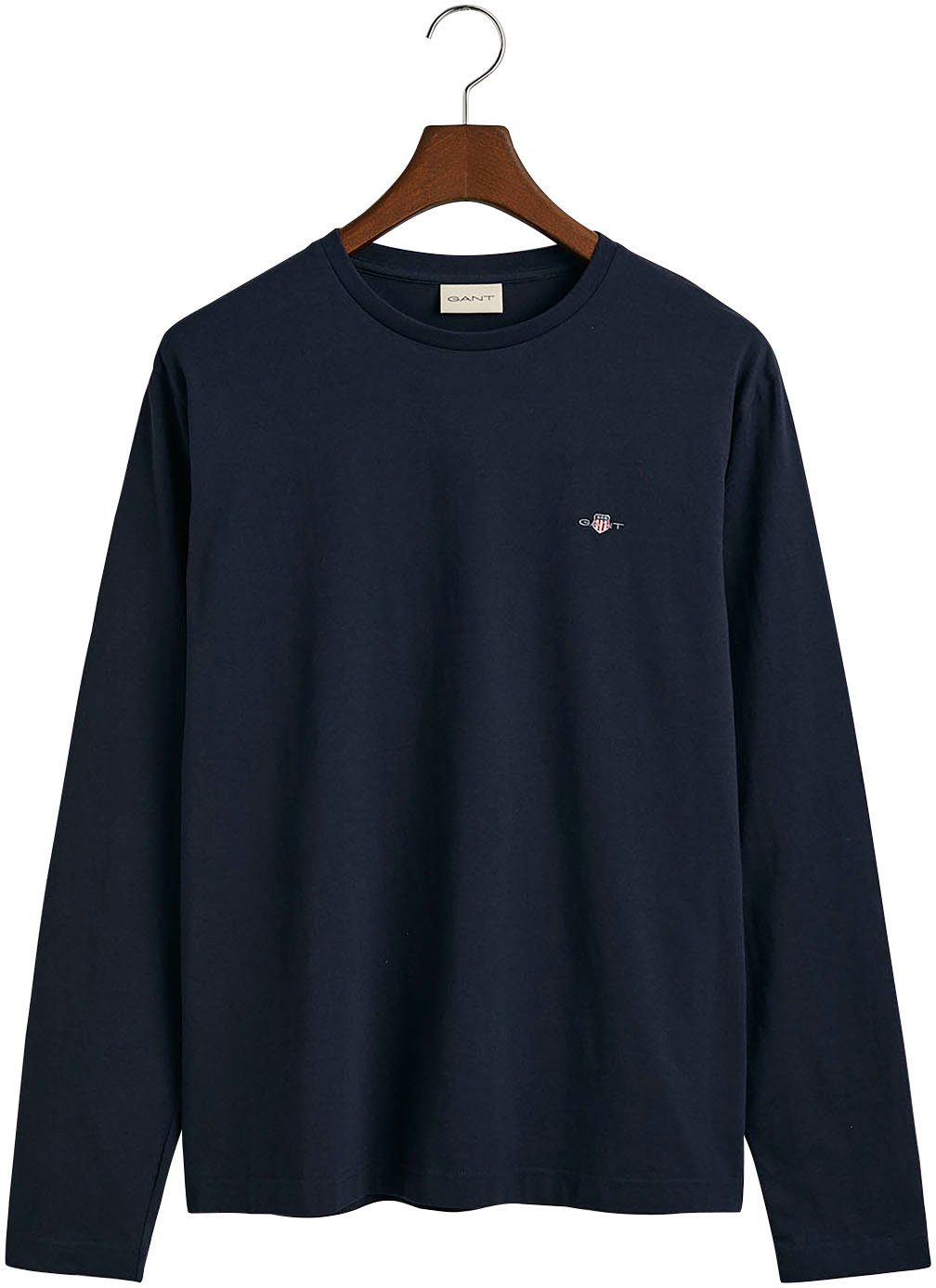 Gant Shirt met lange mouwen REG SHIELD LS T-SHIRT met logoborduursel op borsthoogte