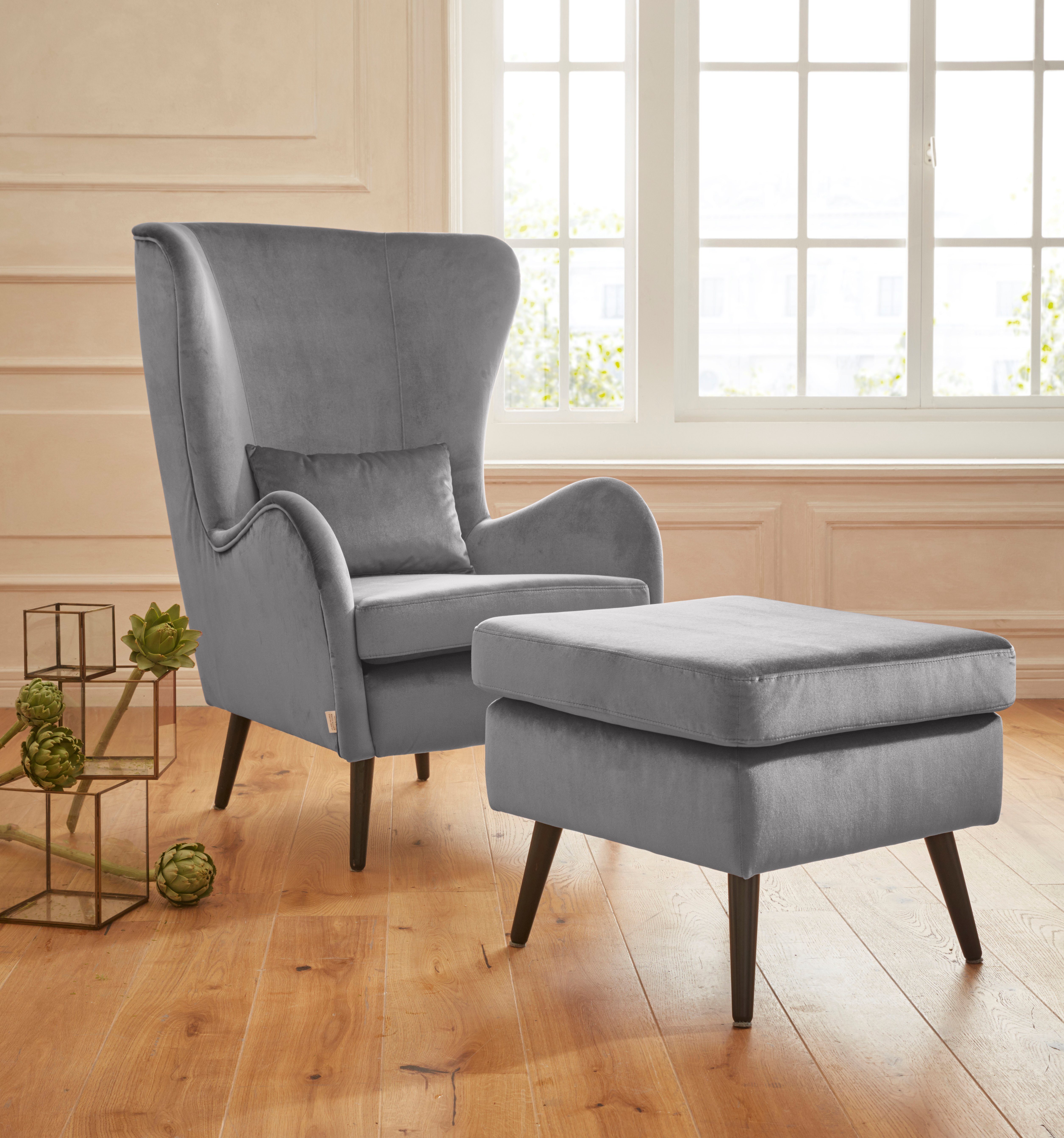 Guido Maria Kretschmer Home&Living Fauteuil Sallito, TV-stoel, oorfauteuil met Hocker, in veel stofkwaliteiten, ook in fluweelcord