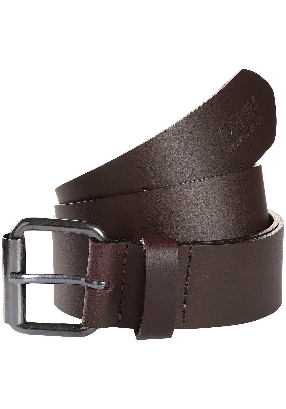 Tom Tailor Denim Leren riem TTDJACK 4 cm brede herenriem, denimlook, tot maat 120 heren riemen maat 85 bruin