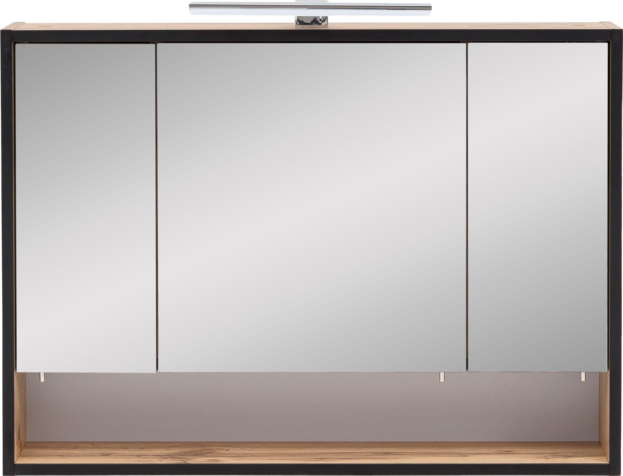 Schildmeyer Spiegelkast Maxima made in Germany Breedte 80 cm, 3-deurs, ledverlichting, schakelaar-/stekkerdoos