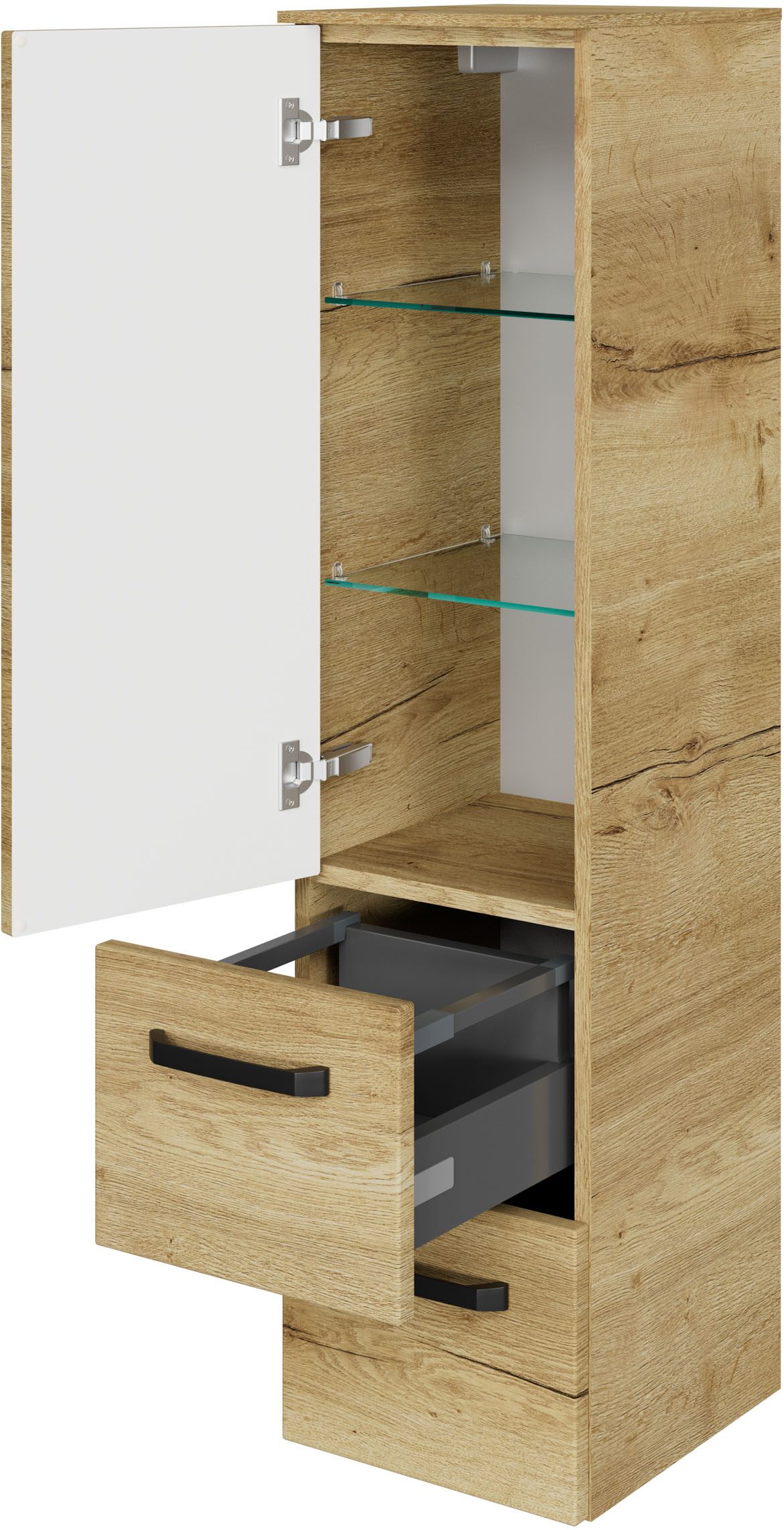Saphir Badmeubelset Serie 4010 4-delig keramische wastafel met LED-spiegelkast (set)