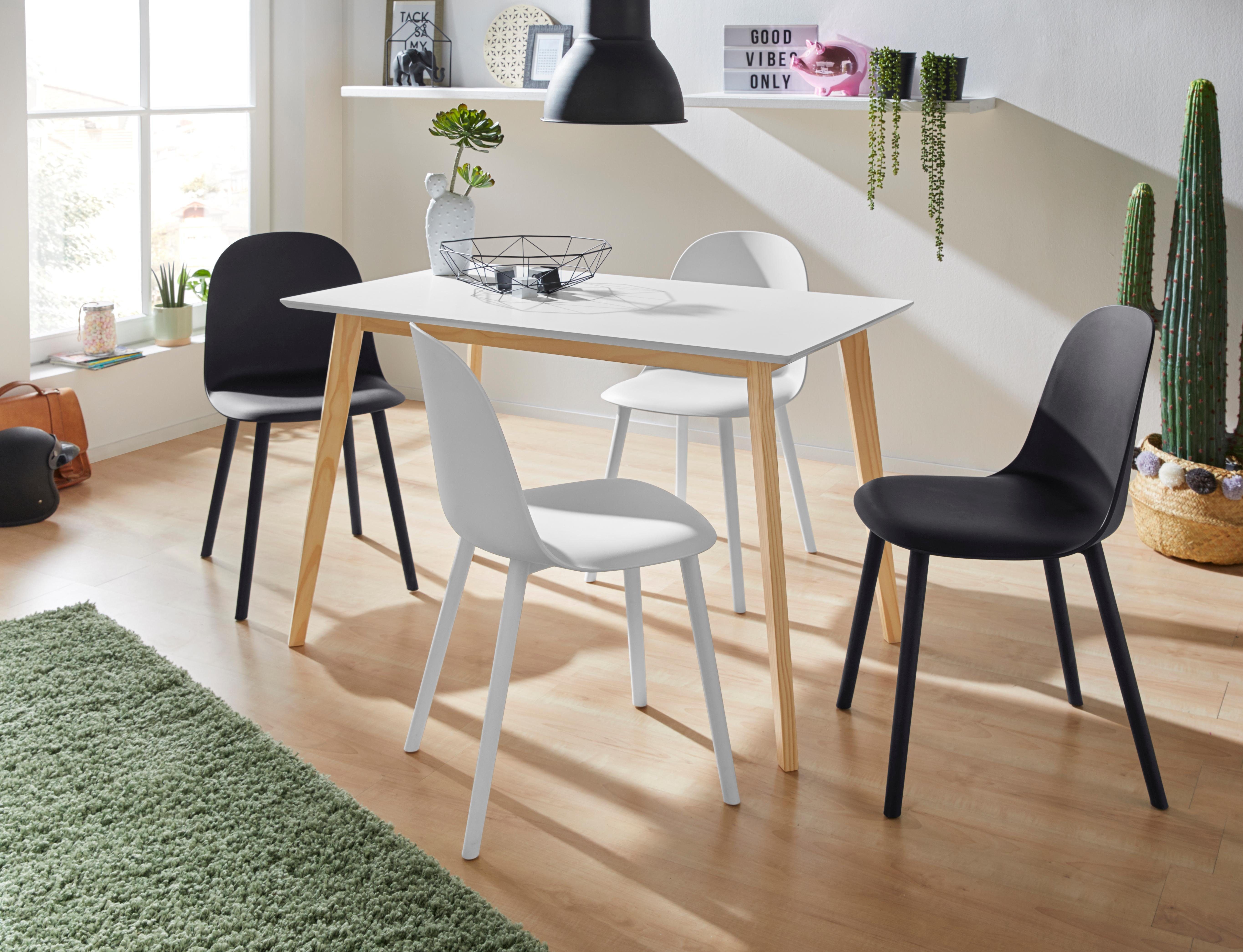 INOSIGN Eettafel Cody met poten van massief hout hoekig mdf-tafelblad, in 2 kleurvarianten