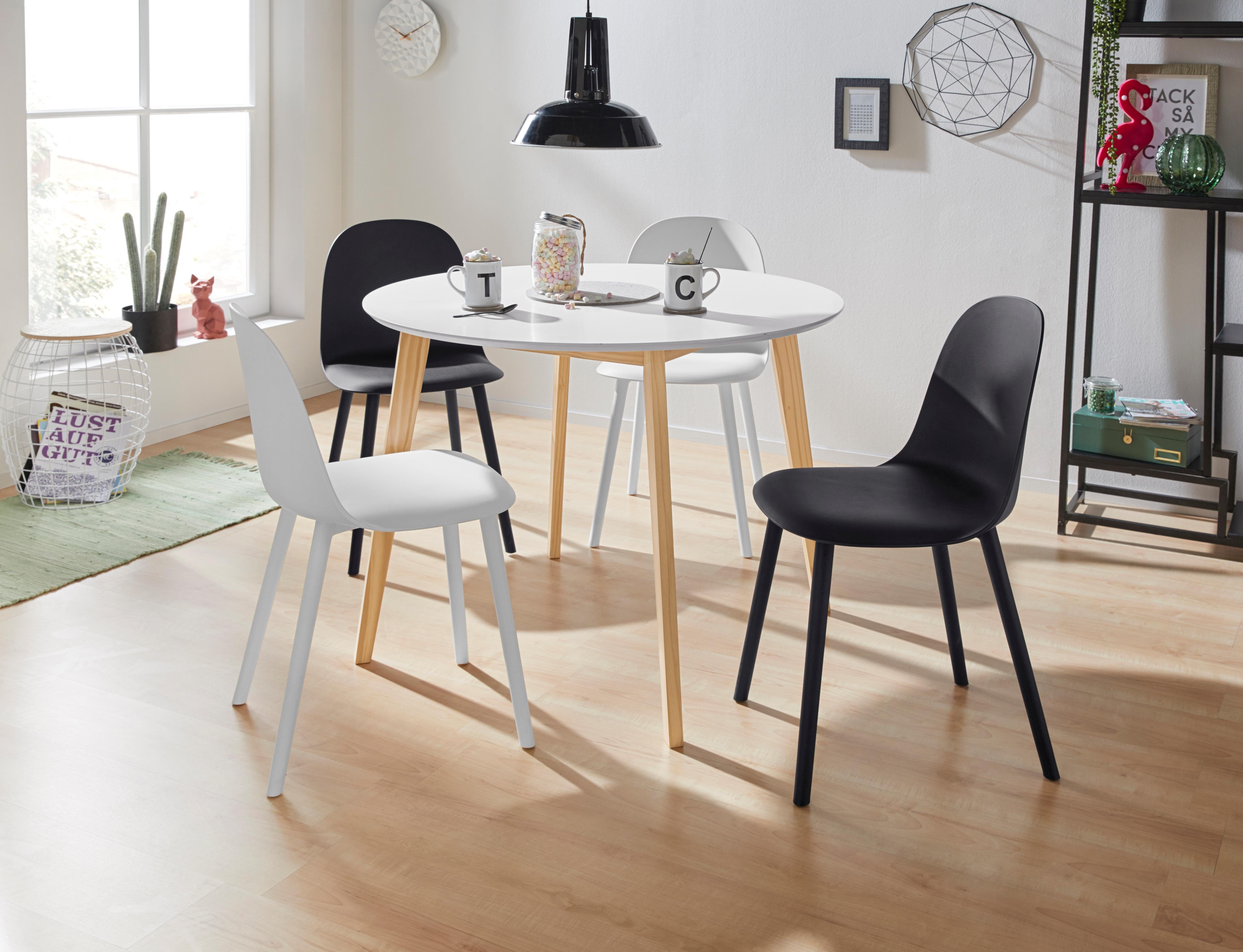 INOSIGN Eettafel Cody, TOPSELLER! Poten van massief hout, rond mdf-tafelblad, in 2 kleurvarianten