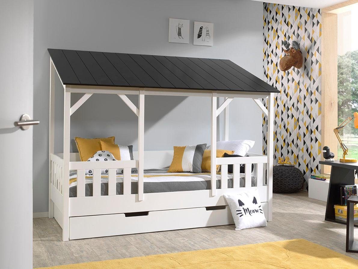 Vipack Kinderledikant Bedhuis naar keuze met onderbedlade eenpersoonsbedden wit