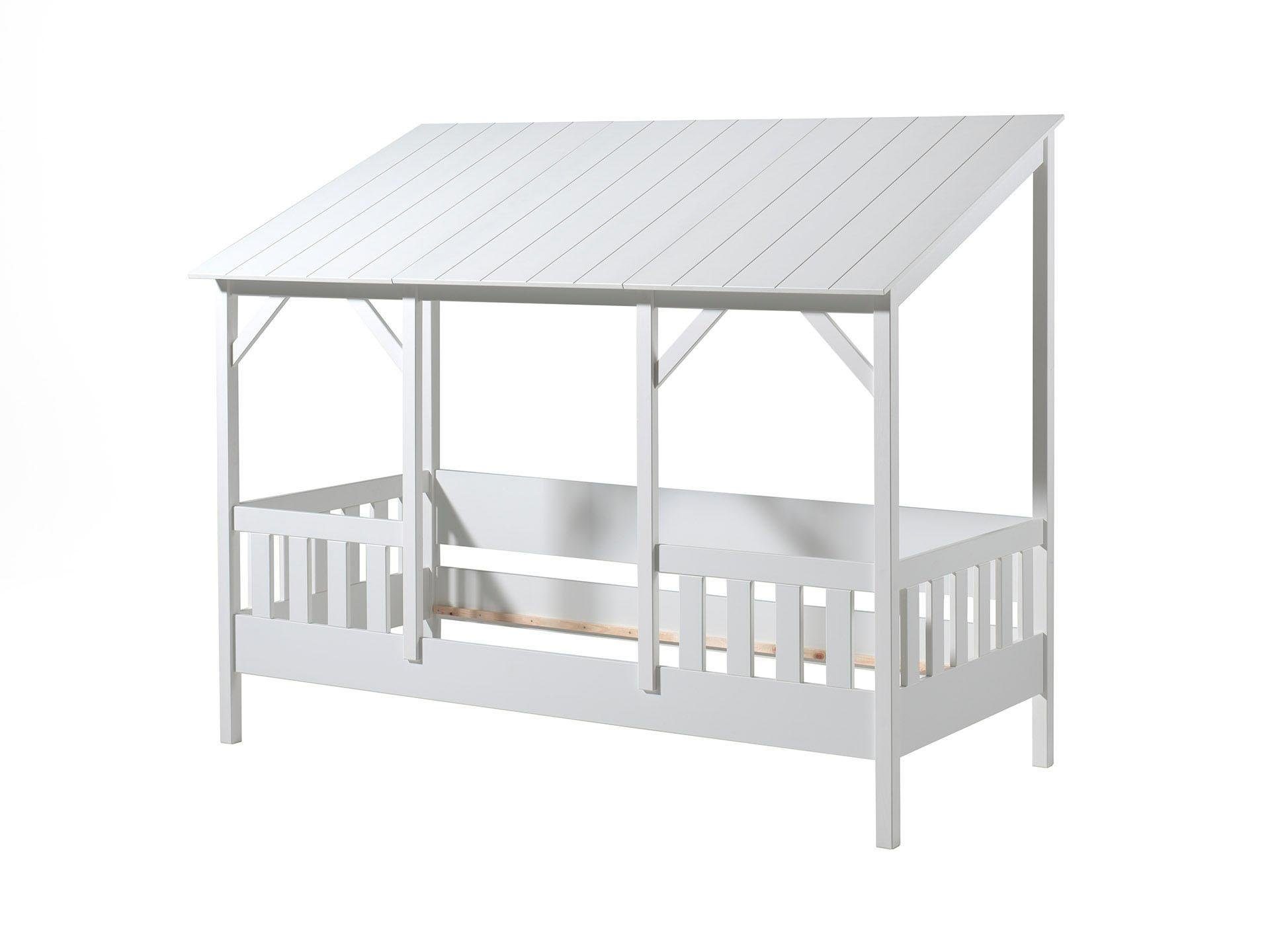 Vipack Kinderledikant Huisbed, van MDF en massief hout, dak zwart of wit