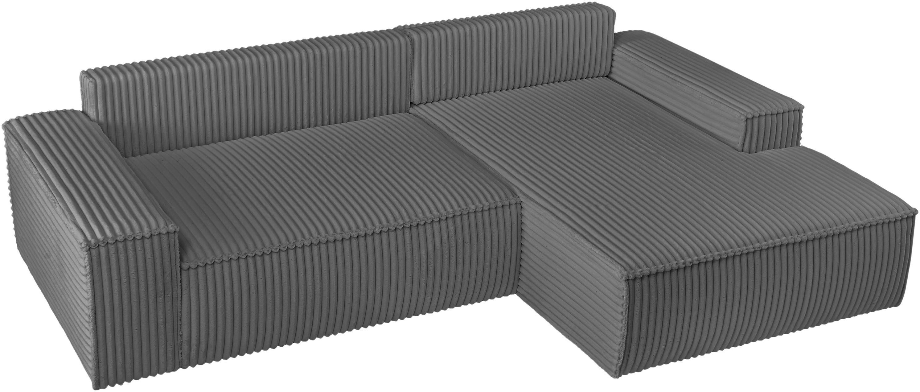 andas Hoekbank Finnley slaapbank 267 cm in Bouclé, fijne structuur en cord, L-vorm