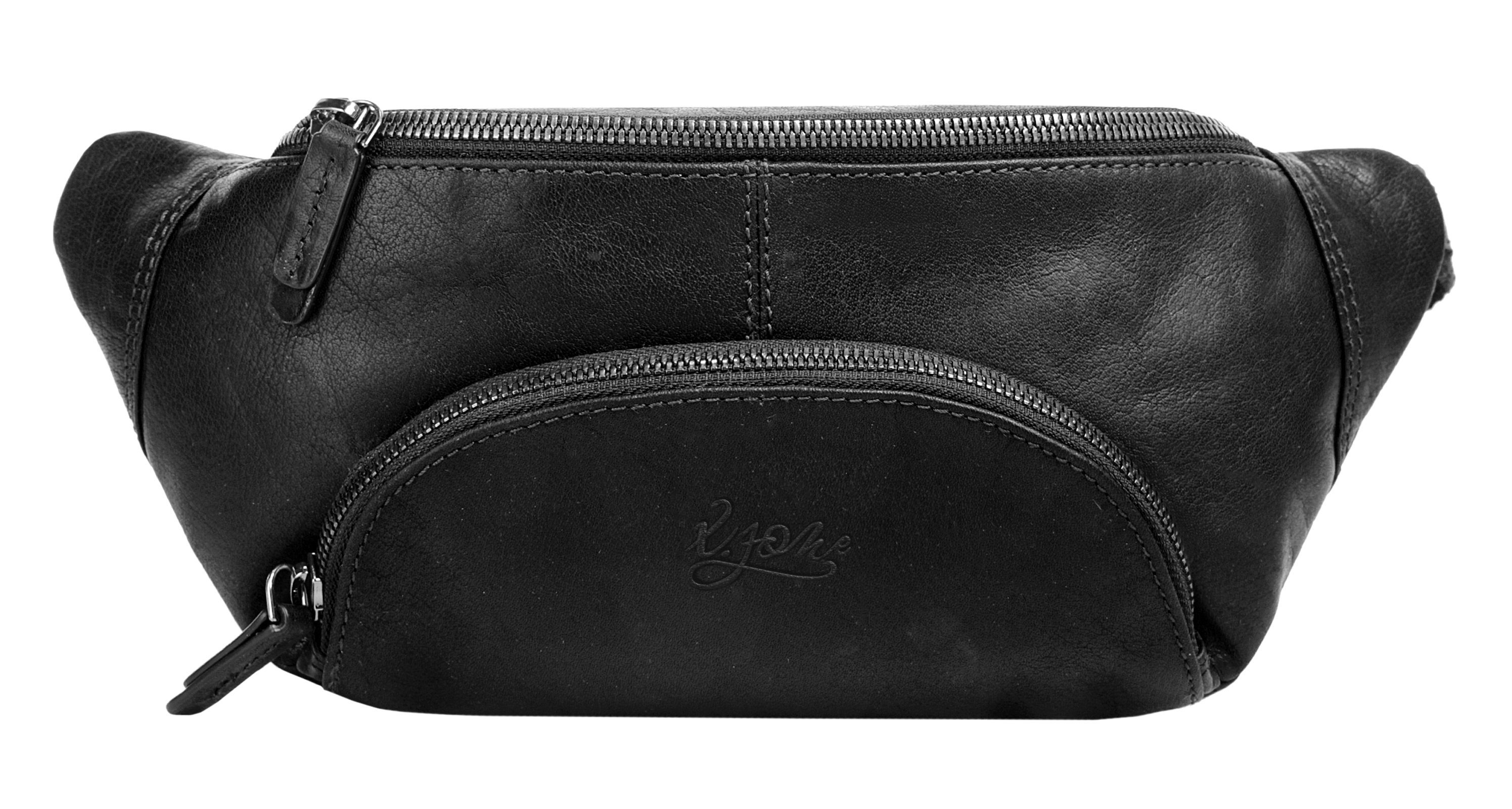 X-Zone Heuptasje echt leder dames tassen maat onesize (30 x 13 x 6 cm - 2 l) zwart