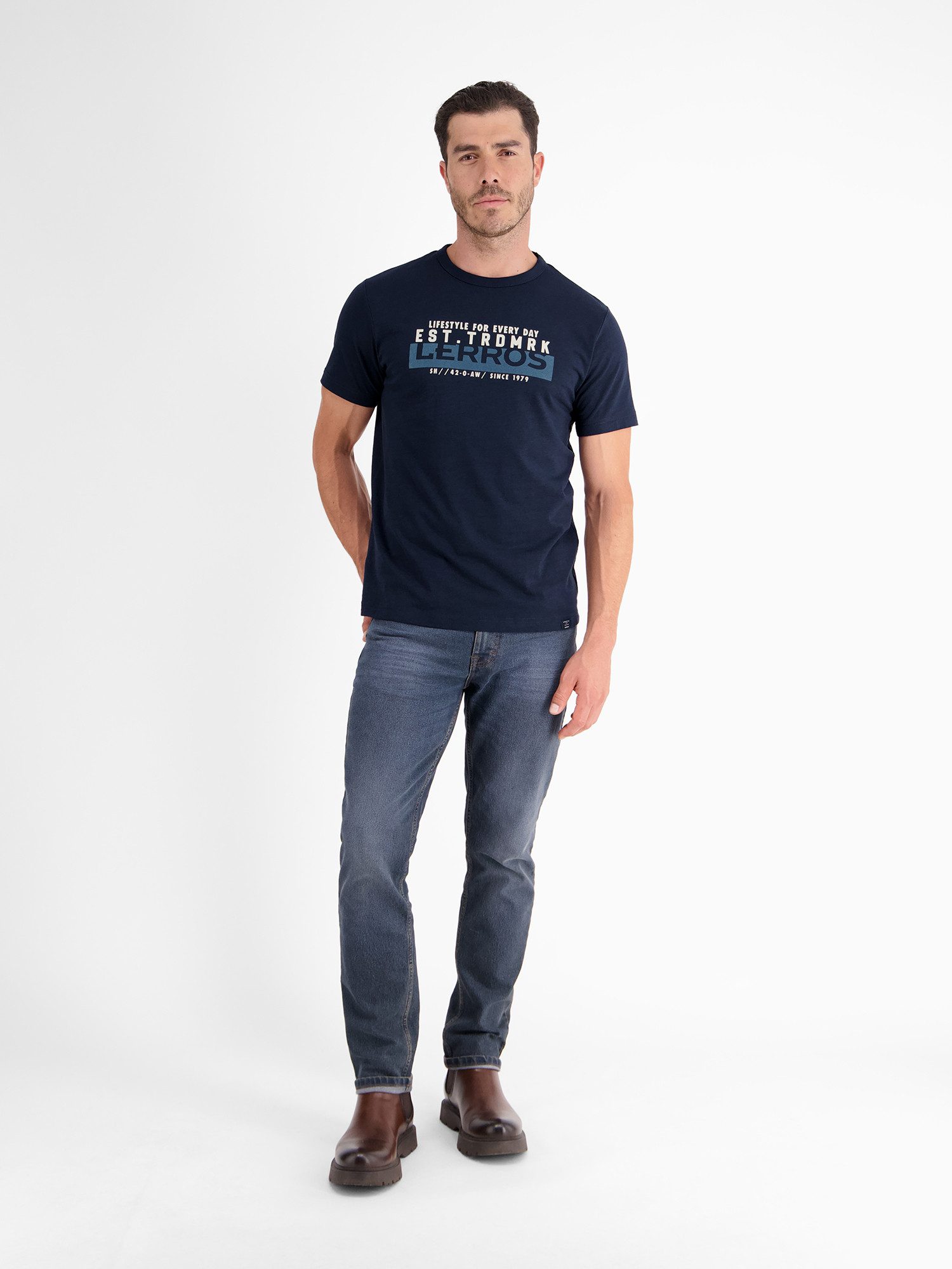 Lerros T-shirt LERROS effen T-shirt met print