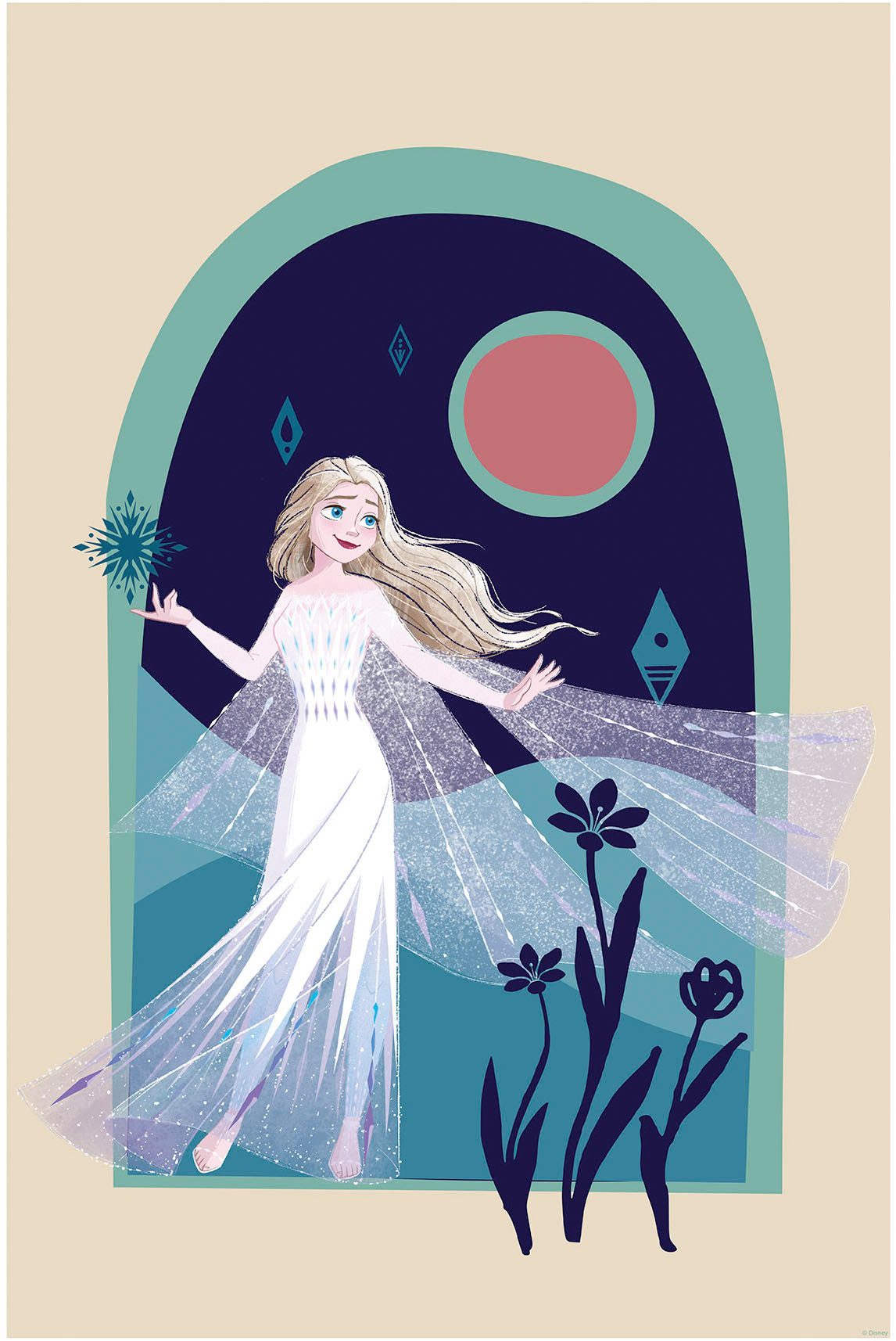 Komar Artprint Frozen Nocturnal Stroll 300 x 280 cm (breedte x hoogte) - behang, vlies, woonkamer, slaapkamer (1 stuk)