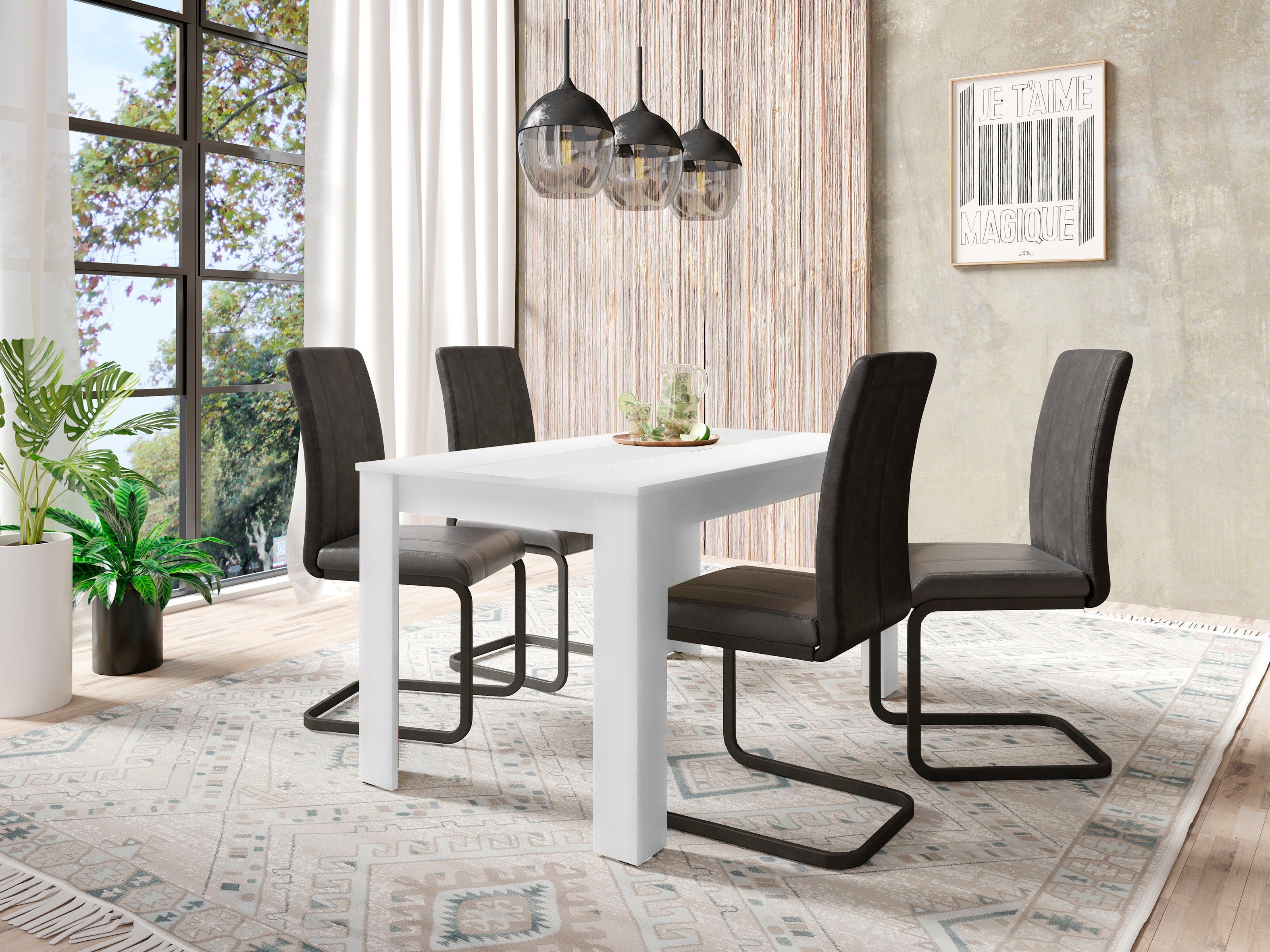 byLIVING Eettafel Nori Breedte 120, 140 of 160 cm, middelste blad keerbaar