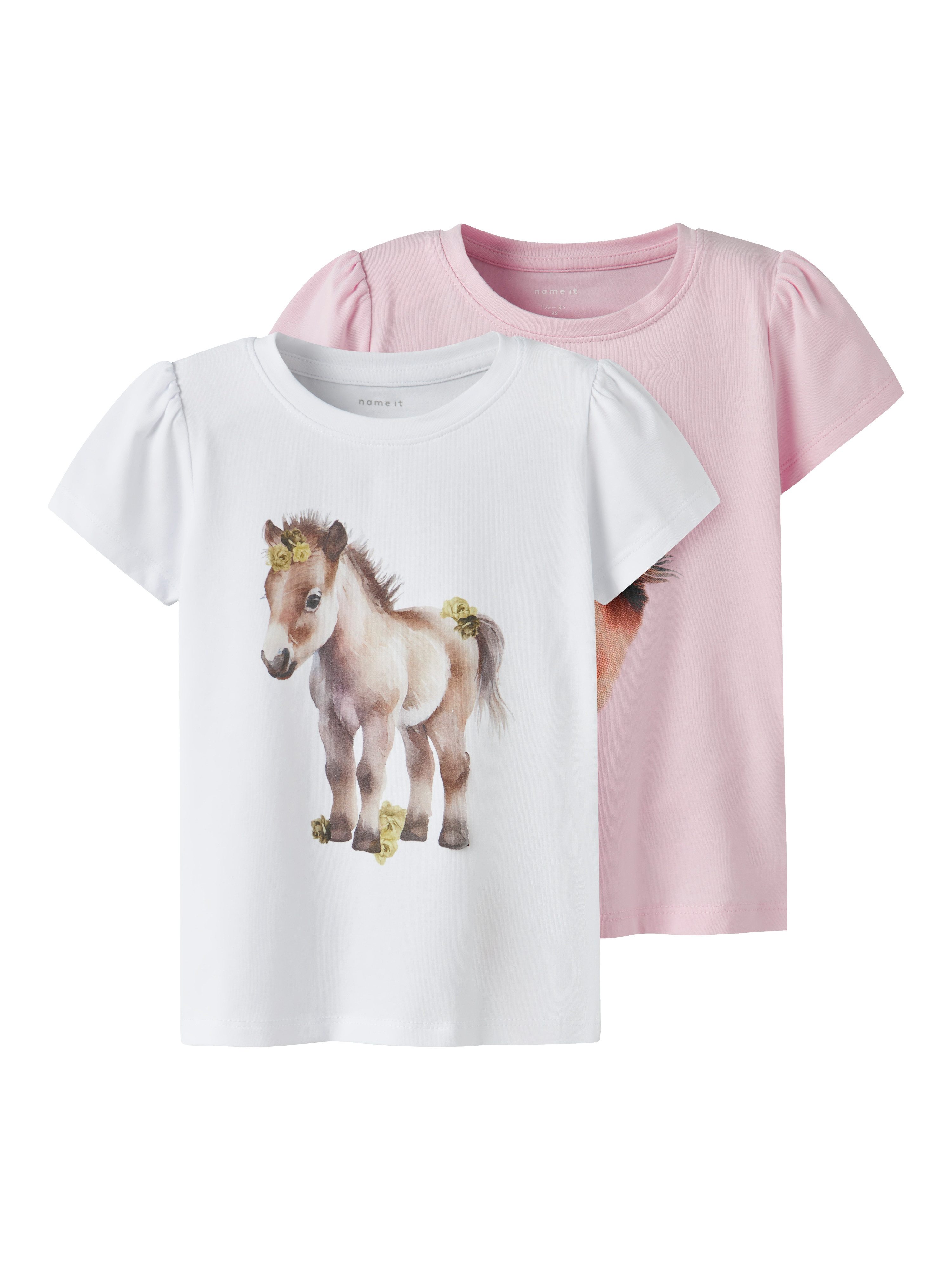 Name It Shirt met korte mouwen NMFHANI SS TOP 2P (set, 2-delig) meisjes t-shirts maat 104 roze
