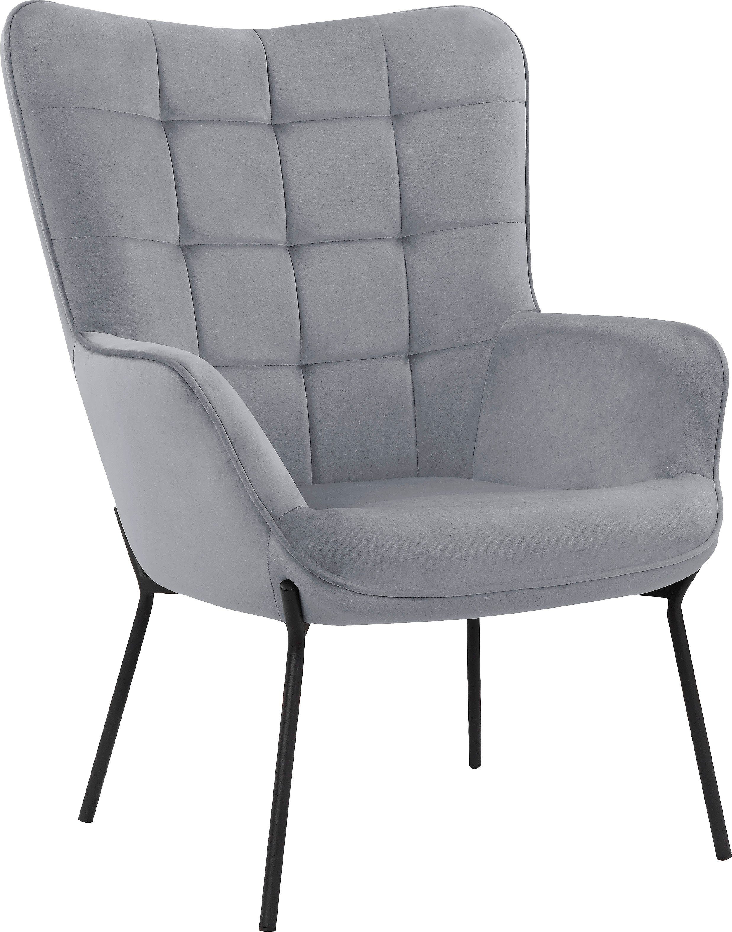 OTTO products Loungestoel Luukas, ovale stoel met metalen poten Stof gerecycled polyester, zacht verdikte zitting en rugleuning, zithoogte 46 cm (1 stuk)