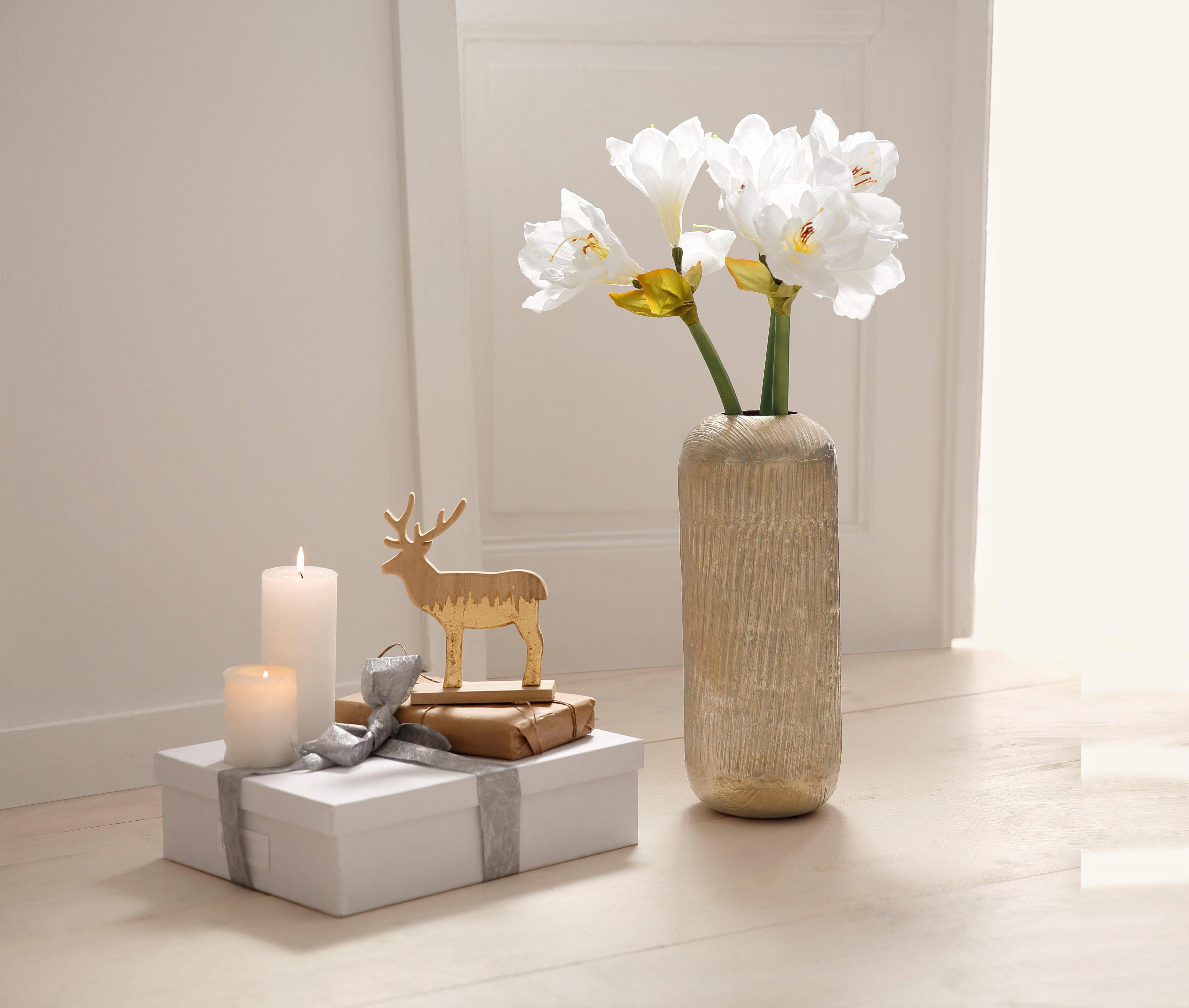 Creativ deco Siervaas Kerst versiering met hoogwaardige amaryllis (set, 4 stuks)