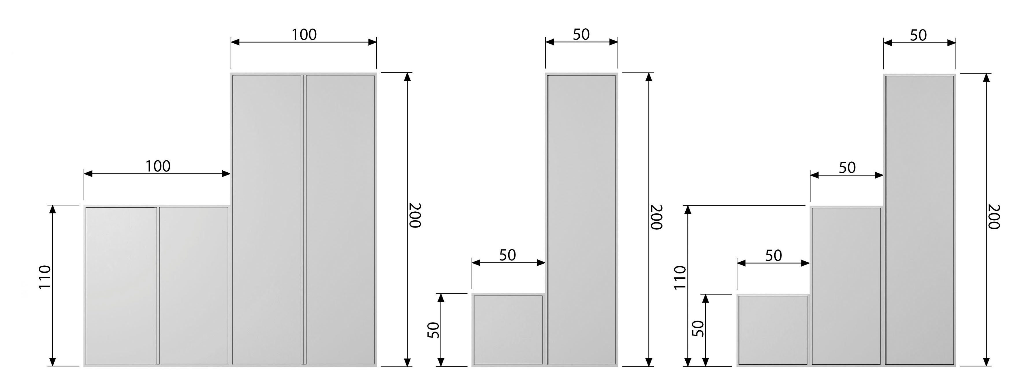 WOOOD Multifunctionele kast Daily garderobekast met push-to-open functie, hoogte 200 cm, breedte 50 of 100 cm