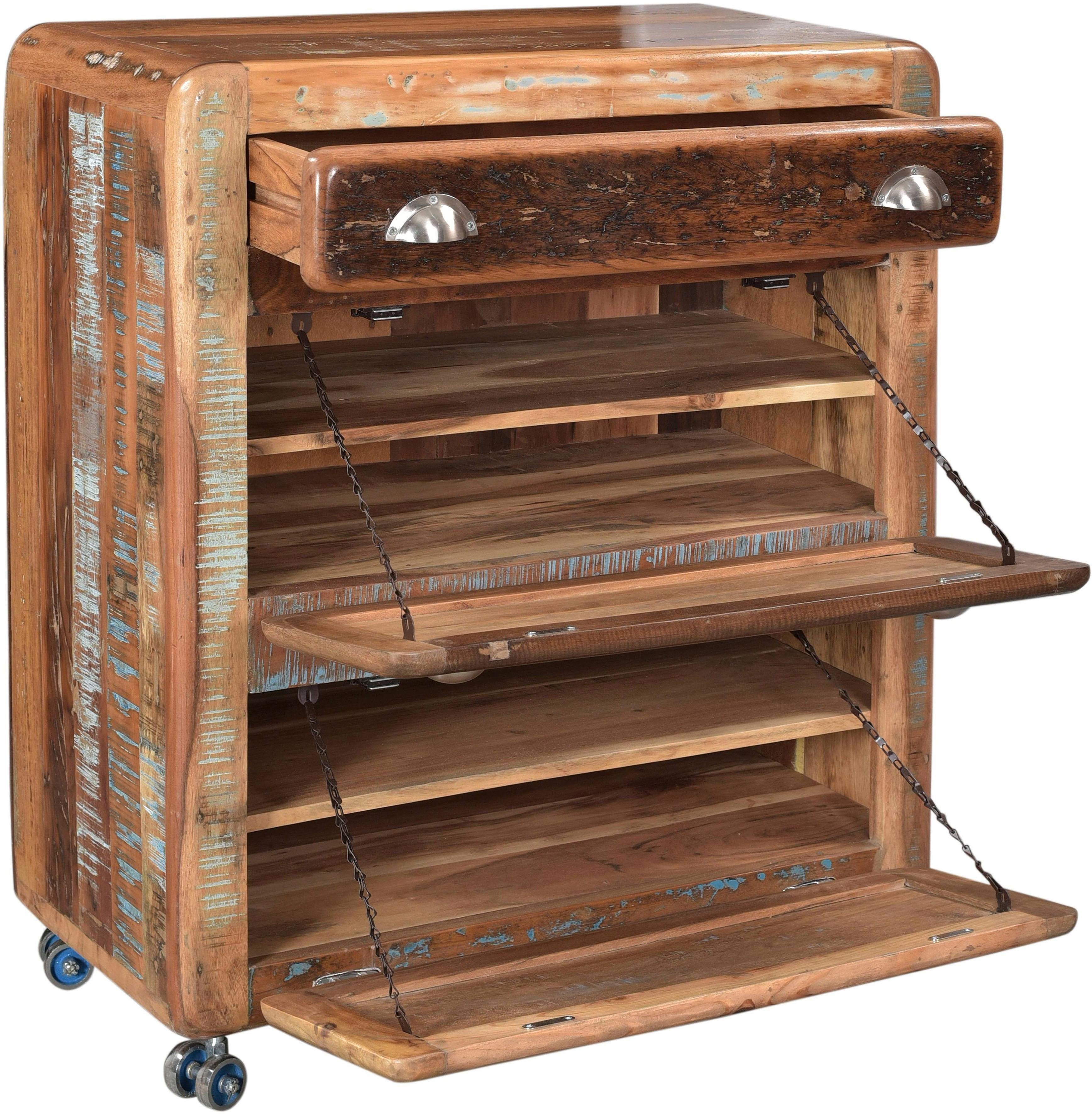 SIT Schoenenkast Fridge met koelkastgrepen, shabby chic, vintage
