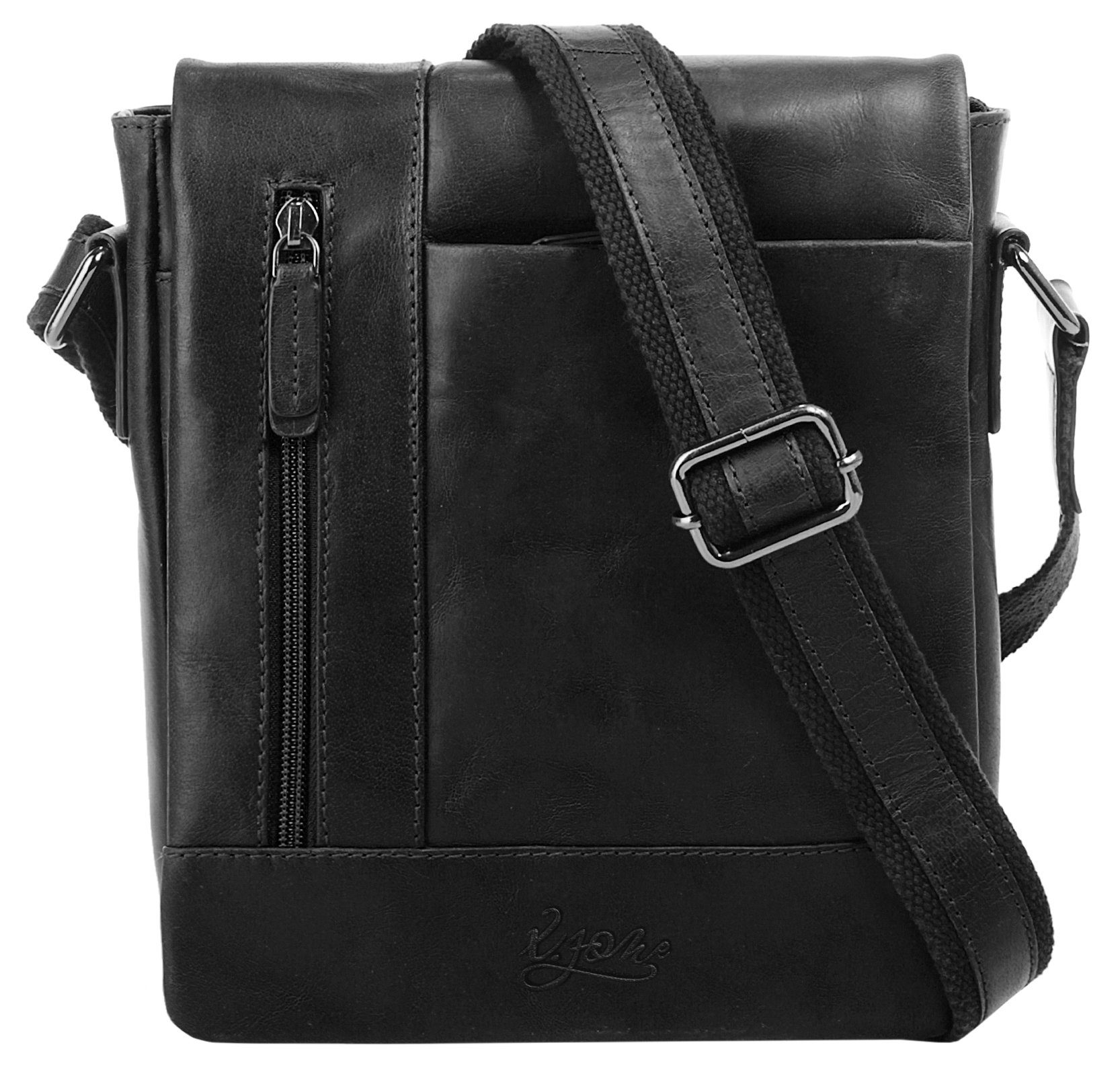 X-Zone Schoudertas echt leder unisex tassen maat onesize (24 x 21 x 6 cm - 3 l) zwart