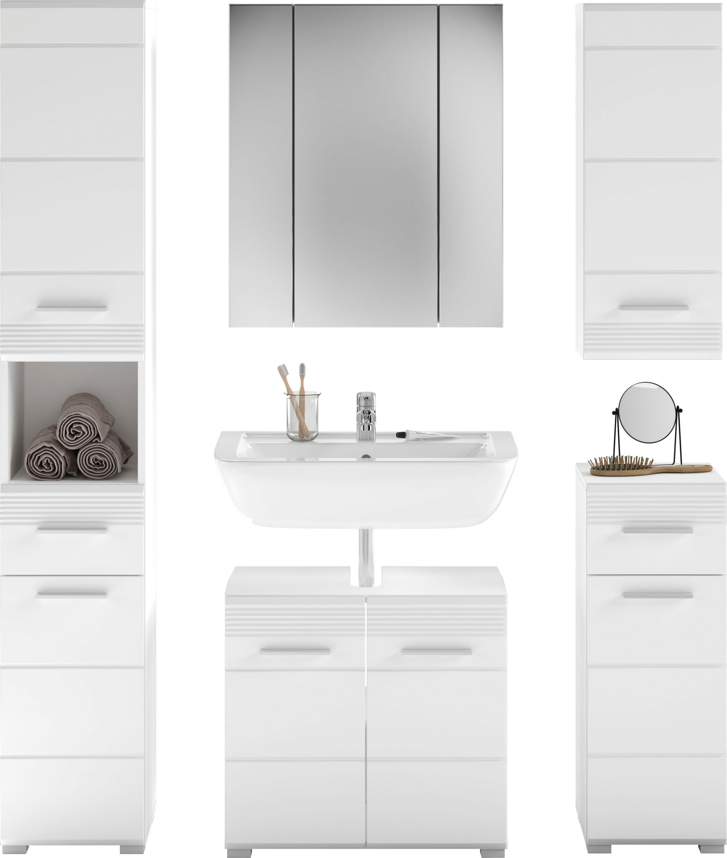 INOSIGN Badkamerserie Malmö, 5 delig, inclusief LED verlichting, bestaande uit: (set, 5-delig)
