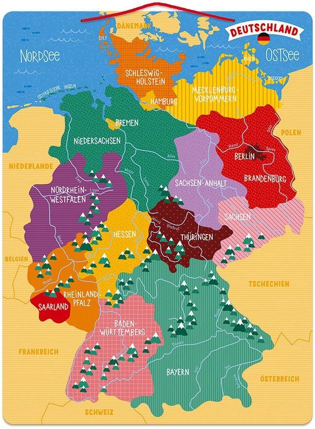 Janod Contourpuzzel Houten speelgoed, magnetische landkaart Duitsland