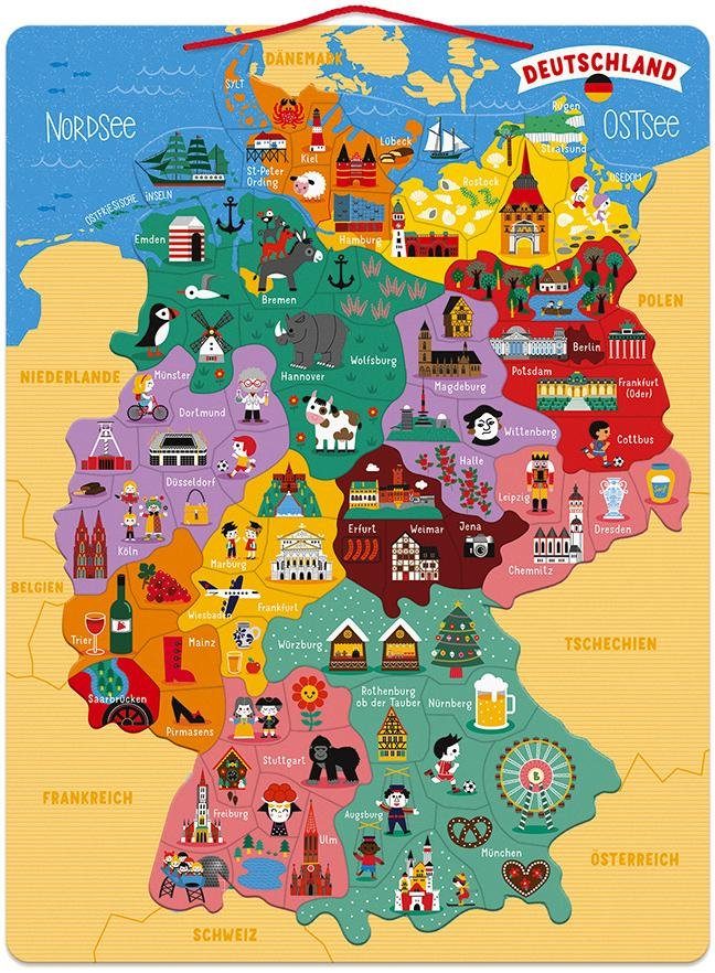 Janod Contourpuzzel Houten speelgoed, magnetische landkaart Duitsland