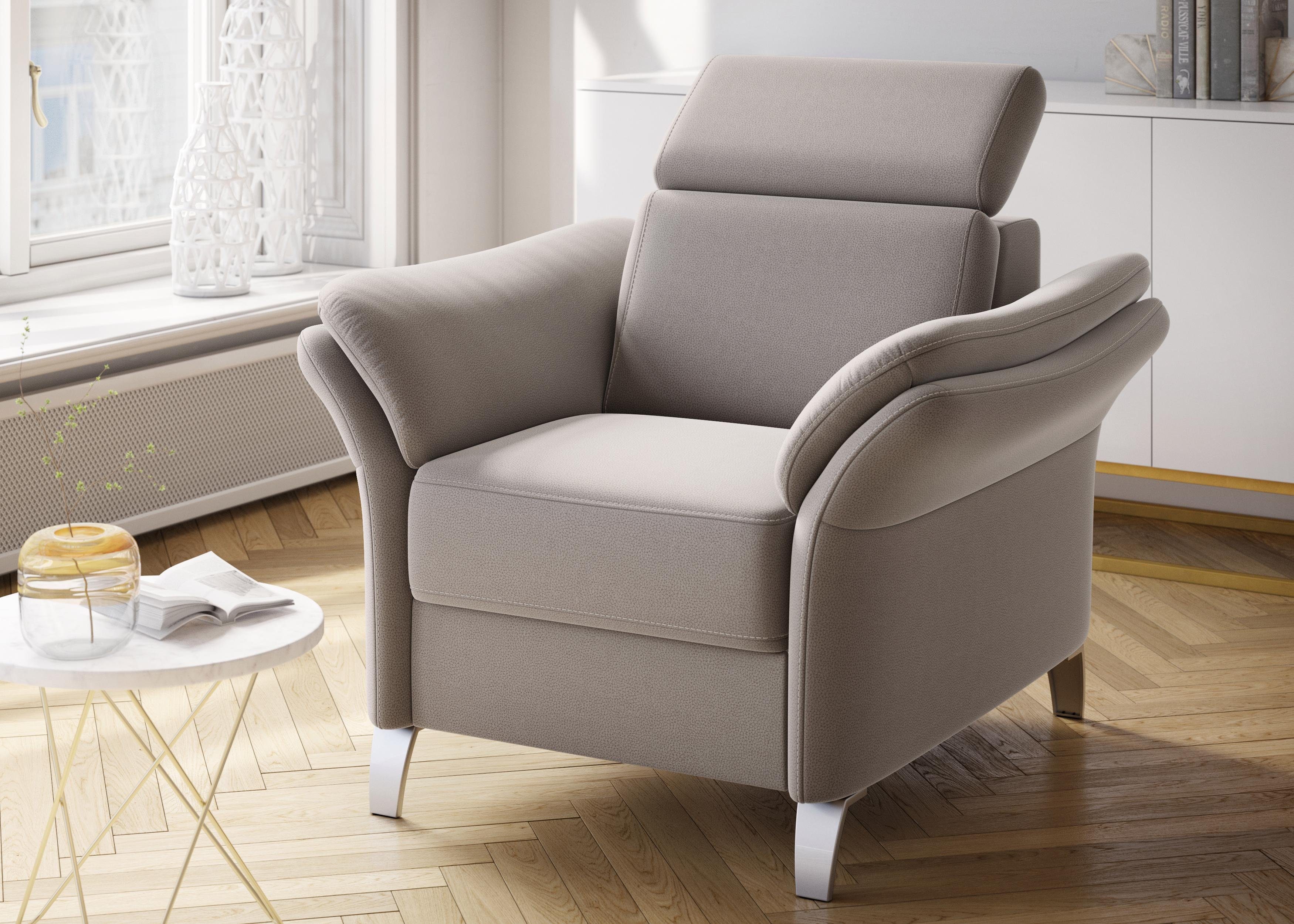 sit&more Fauteuil Vincenzo inclusief verstelbaar hoofdeind fauteuils maat Luxe-microvezel grijs