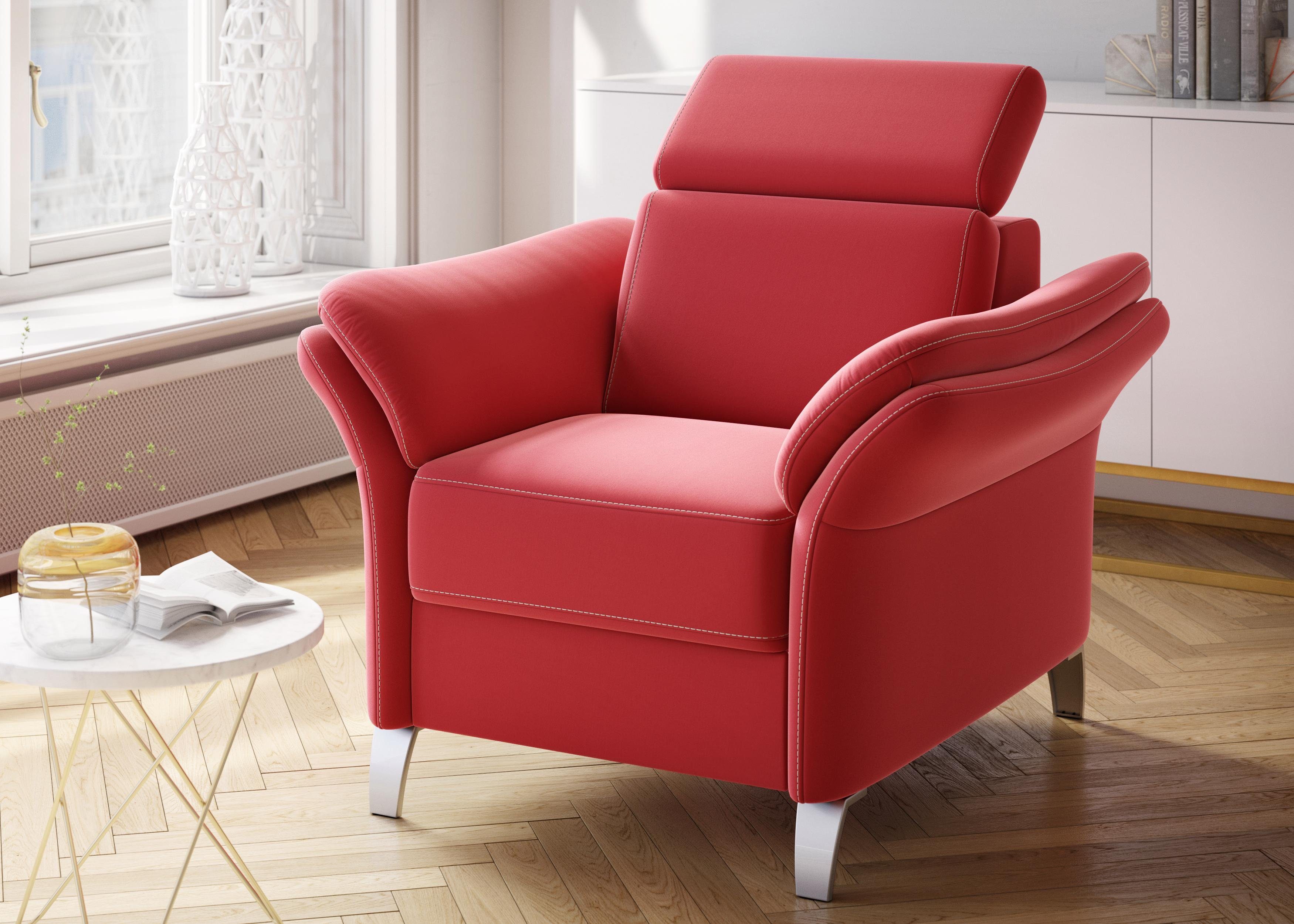 sit&more Fauteuil Vincenzo inclusief verstelbaar hoofdeind fauteuils rood