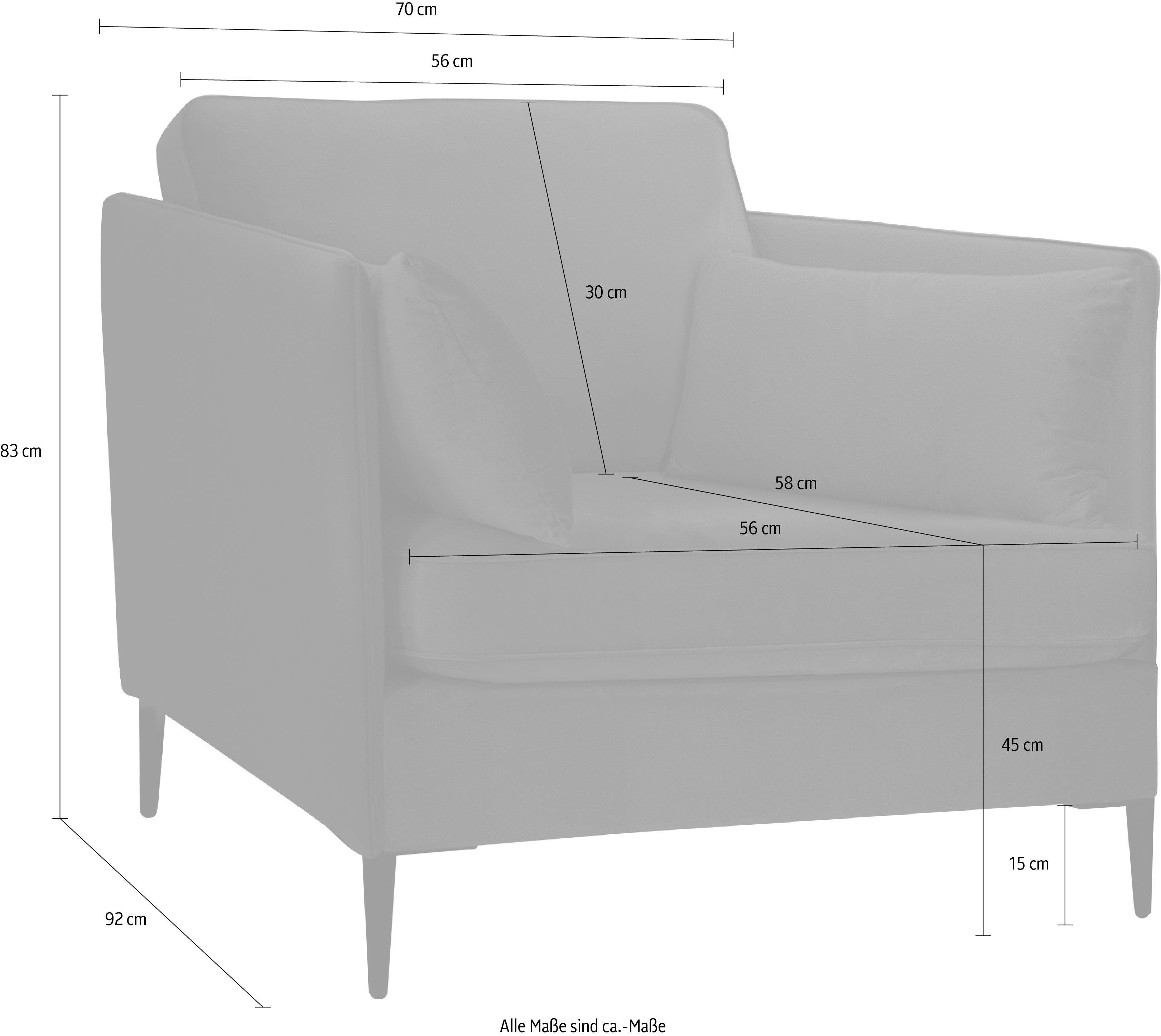 Leonique Fauteuil Light inclusief losse sierkussens, met smalle armleuningen en telescooppoten