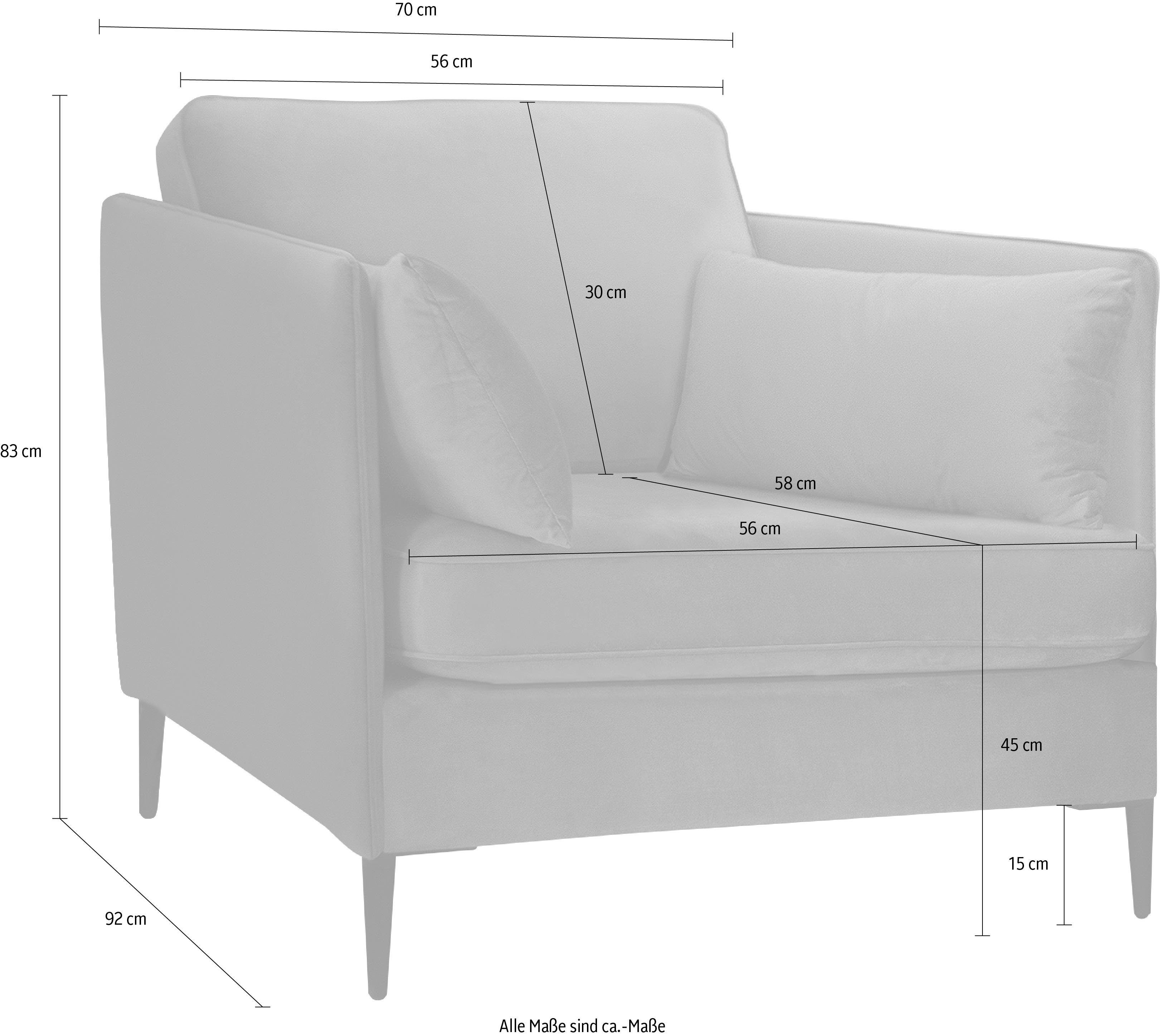 Leonique Fauteuil Light inclusief losse sierkussens, met smalle armleuningen en telescooppoten