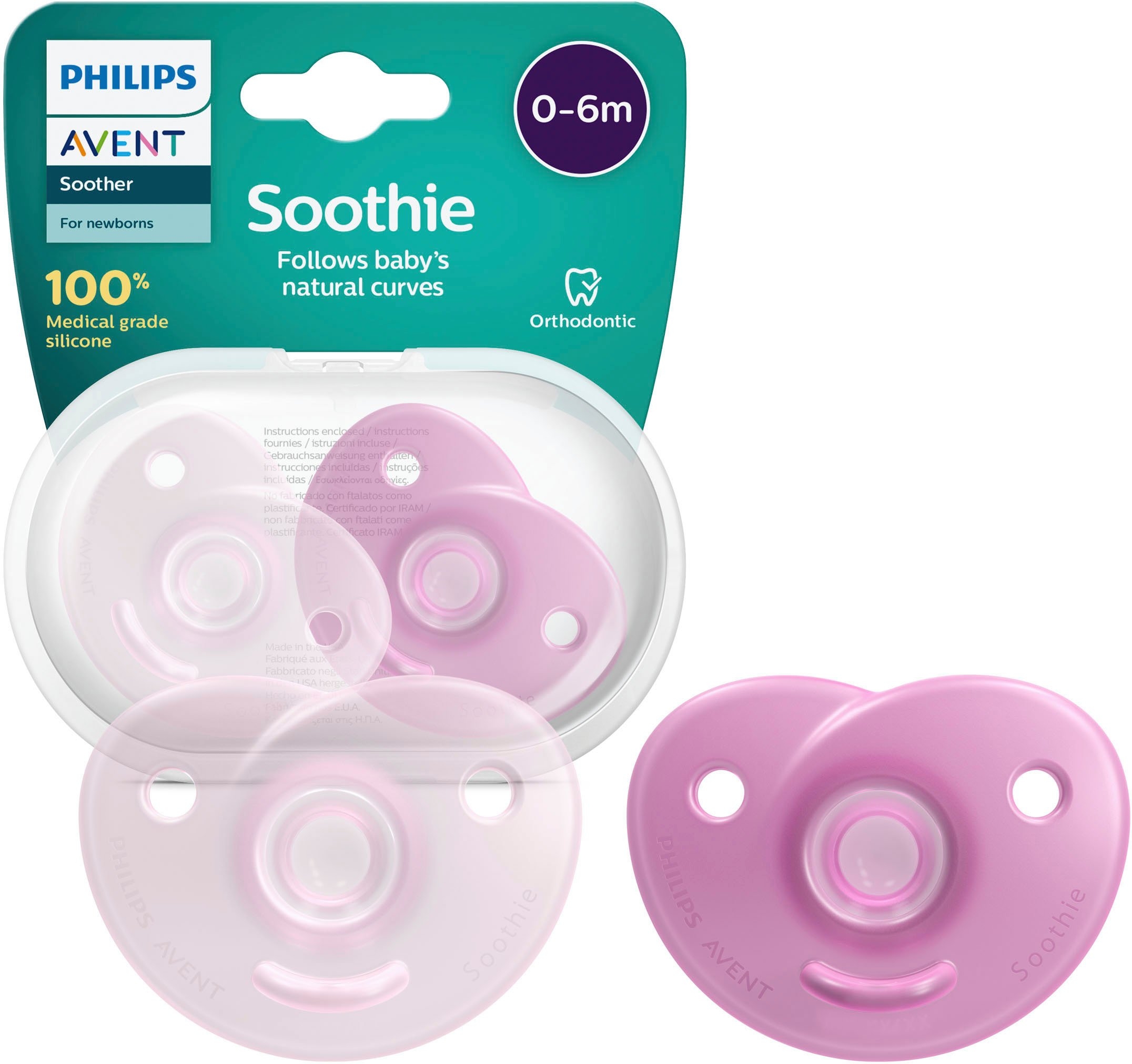 Netelig tussen andere Philips AVENT Speen Soothie 0-6m SCF099 kaakvriendelijk voorgevormde speen  van silicone, inclusief sterilisatiebox (2 stuks) makkelijk besteld | OTTO