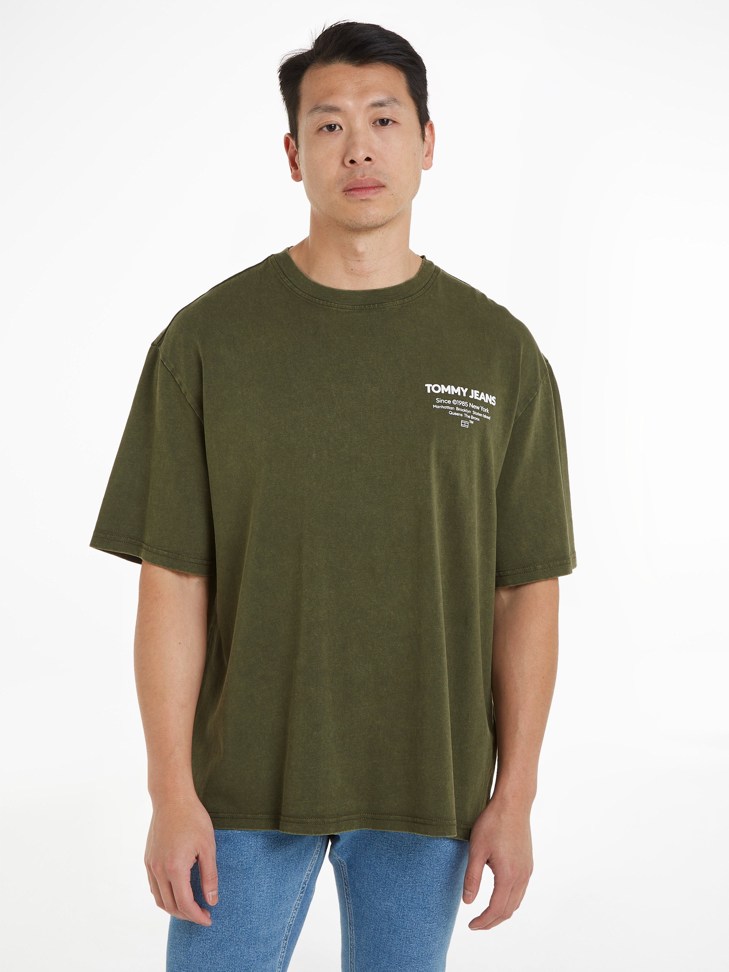 TOMMY JEANS T-shirt TJM REG WASHED ESSENTIAL TJ TEE heren t-shirts maat M groen