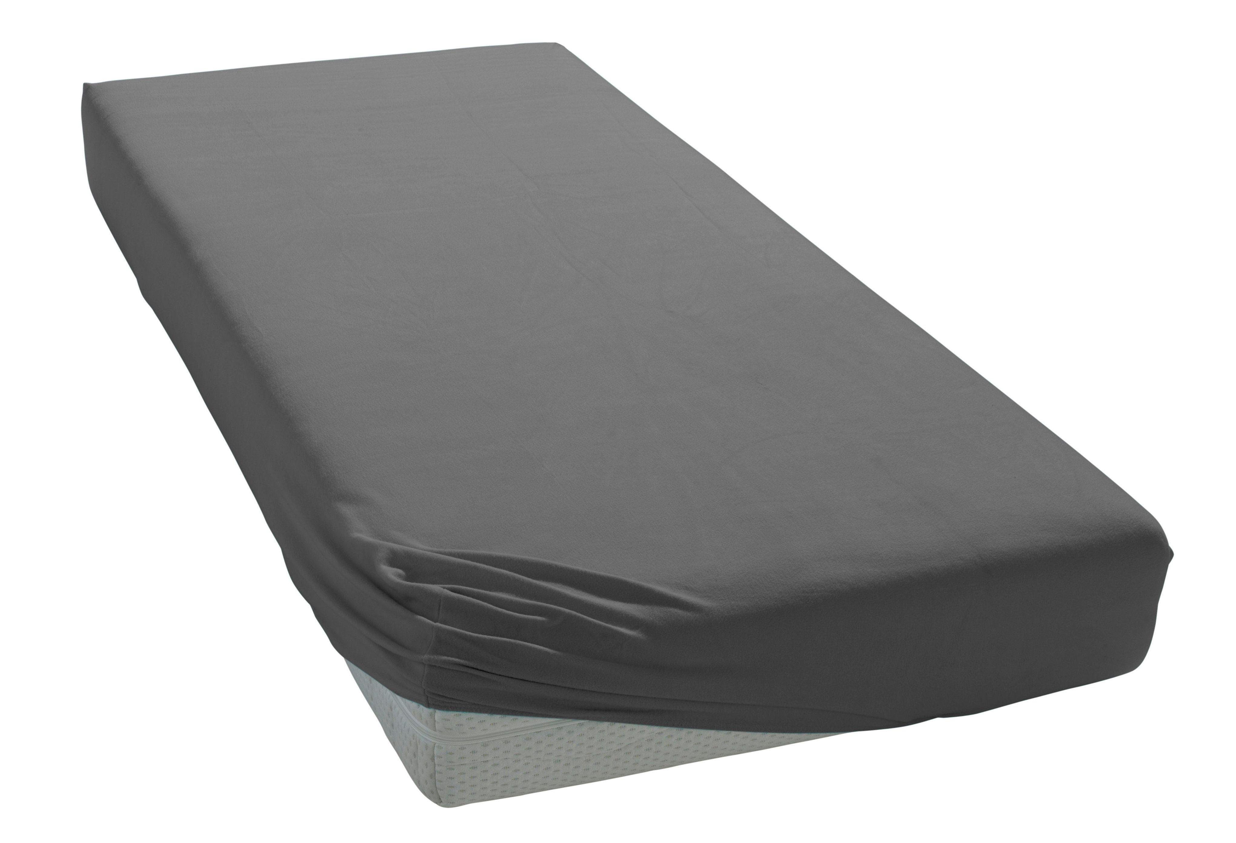 bellana Hoeslaken Jersey-elastaan deluxe voor boxspringbedden en zeer hoge matrassen (1 stuk) hoeslakens maat 90-100 cm x 200-220 cm grijs