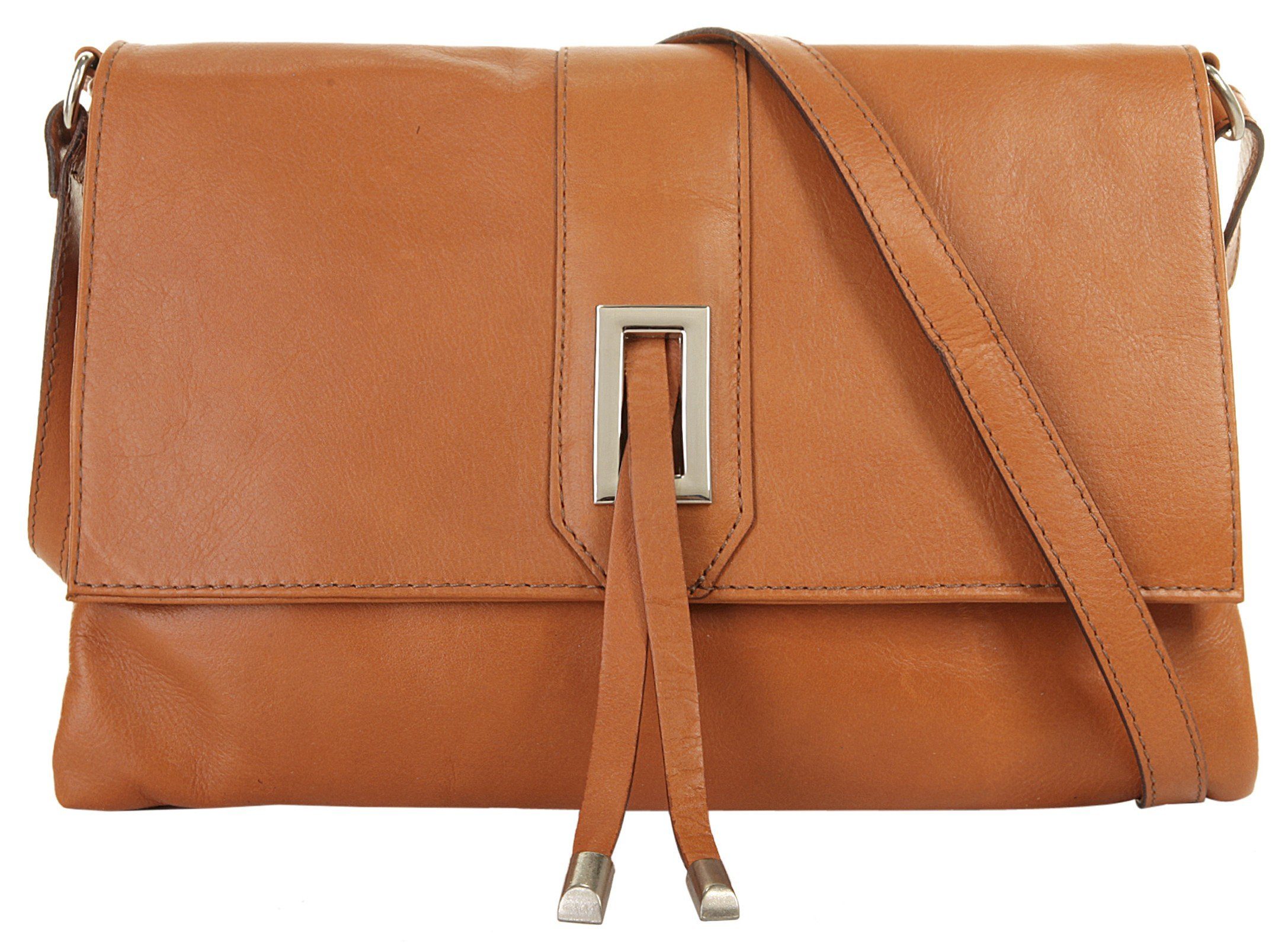 Cluty Schoudertas echt leer, made in italy dames tassen maat Onesize bruin
