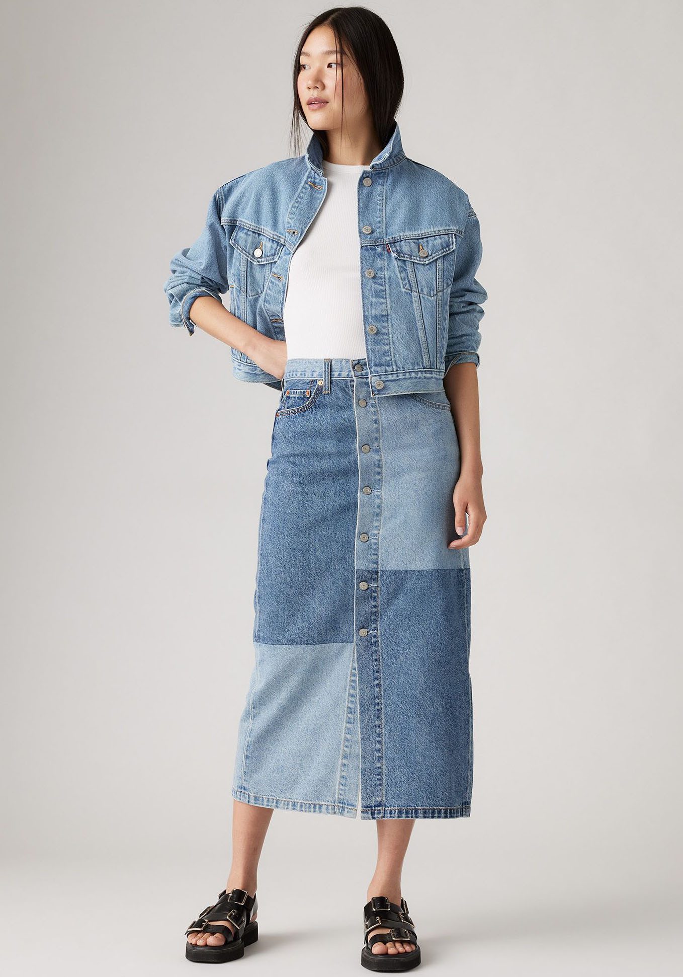 Levi's® Midirok BUTTON MIDI SKIRT PAT